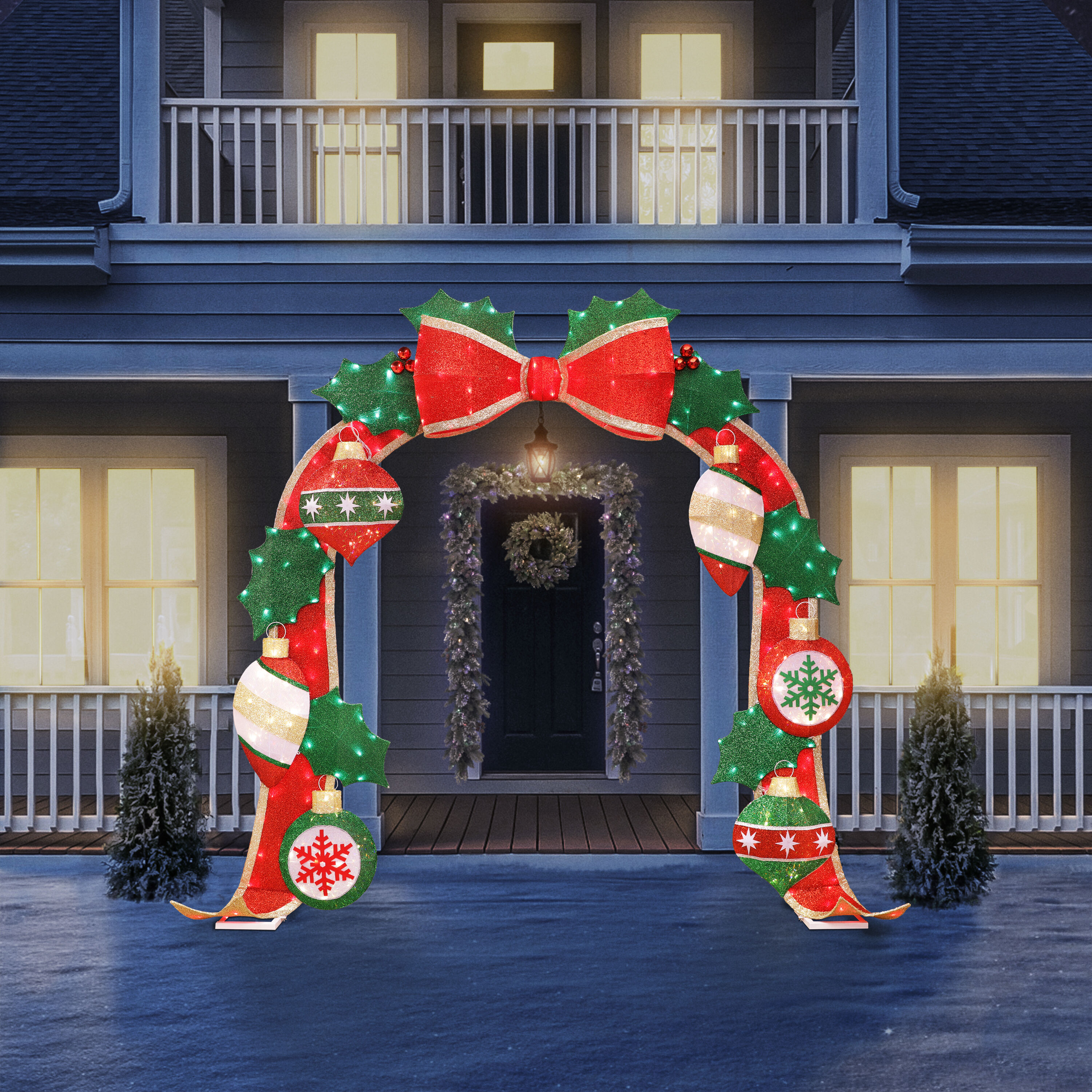Holiday Living 9-ft LED Bow and Ornament Arch in the Outdoor Christmas ...