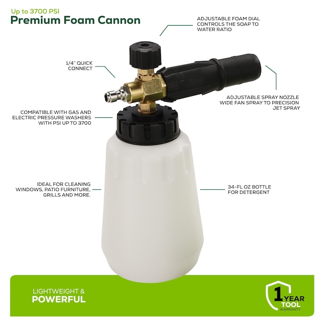 Greenworks 5209902 Premium Foam Cannon, Black