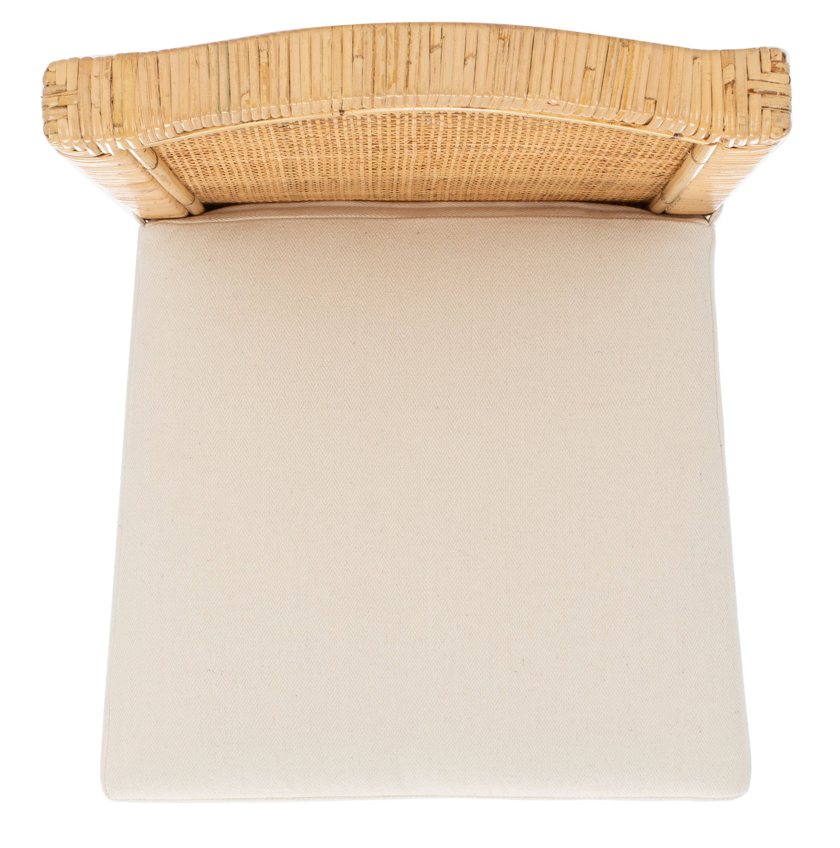 White and Natural Mango Wood Counter Stool with Cushion