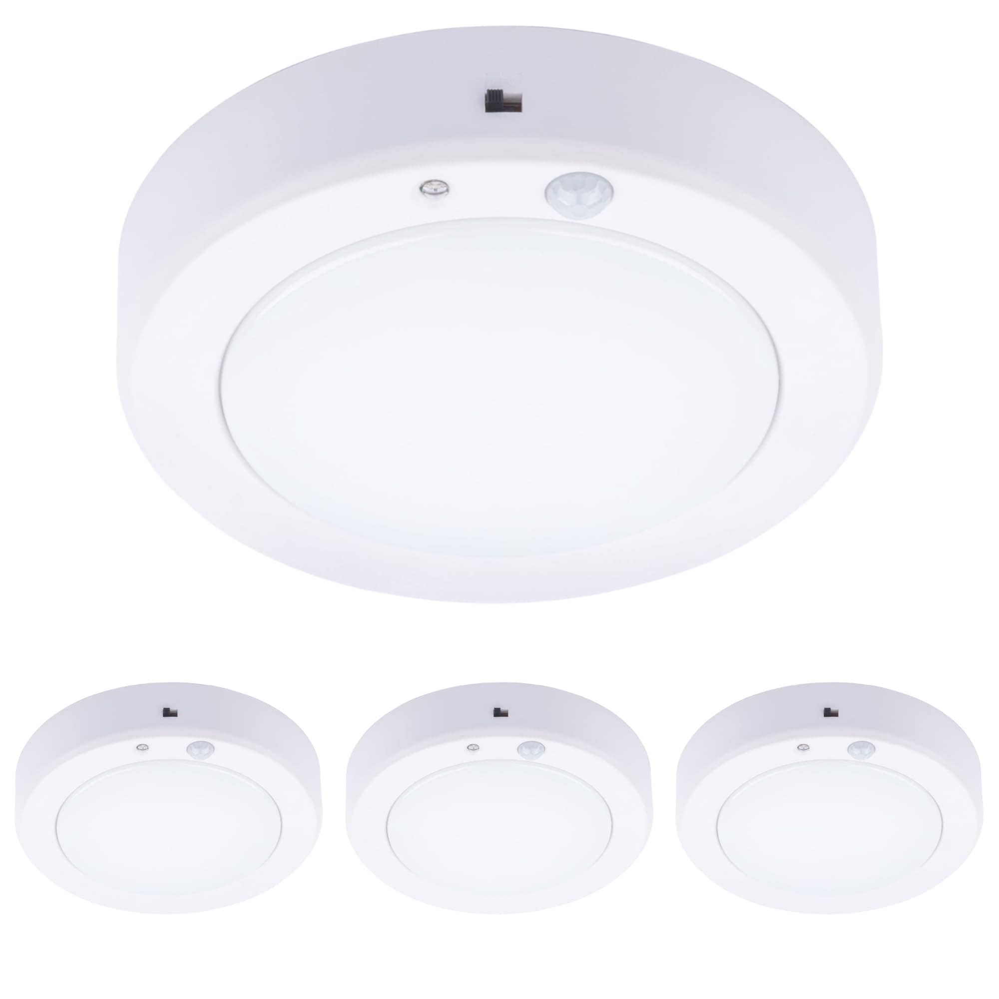 Lukvuzo power cell Operated Motion Sensor LED Flush Mount Ceiling Light 6.1 inch Soft Warm White Wireless Nightlight 4 Pack #LLU0817L232