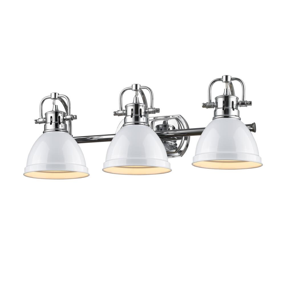 Golden Lighting 3602-BA3 CH-WH Duncan 24.5-in 3 -Light Polished Chrome Transitional Vanity light