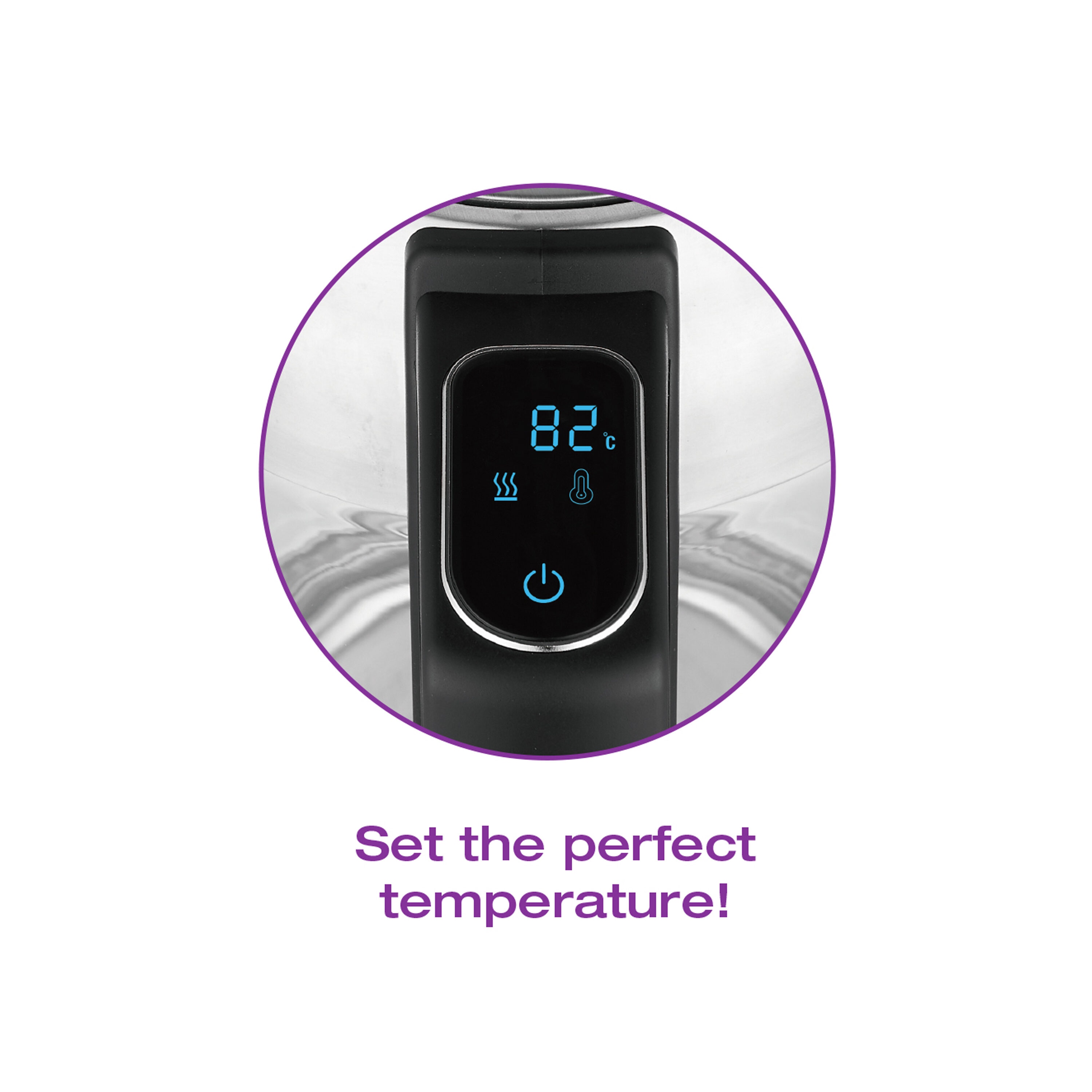 Salton Stainless Steel and Glass Cordless Electric Kettle with Variable Temperature Control