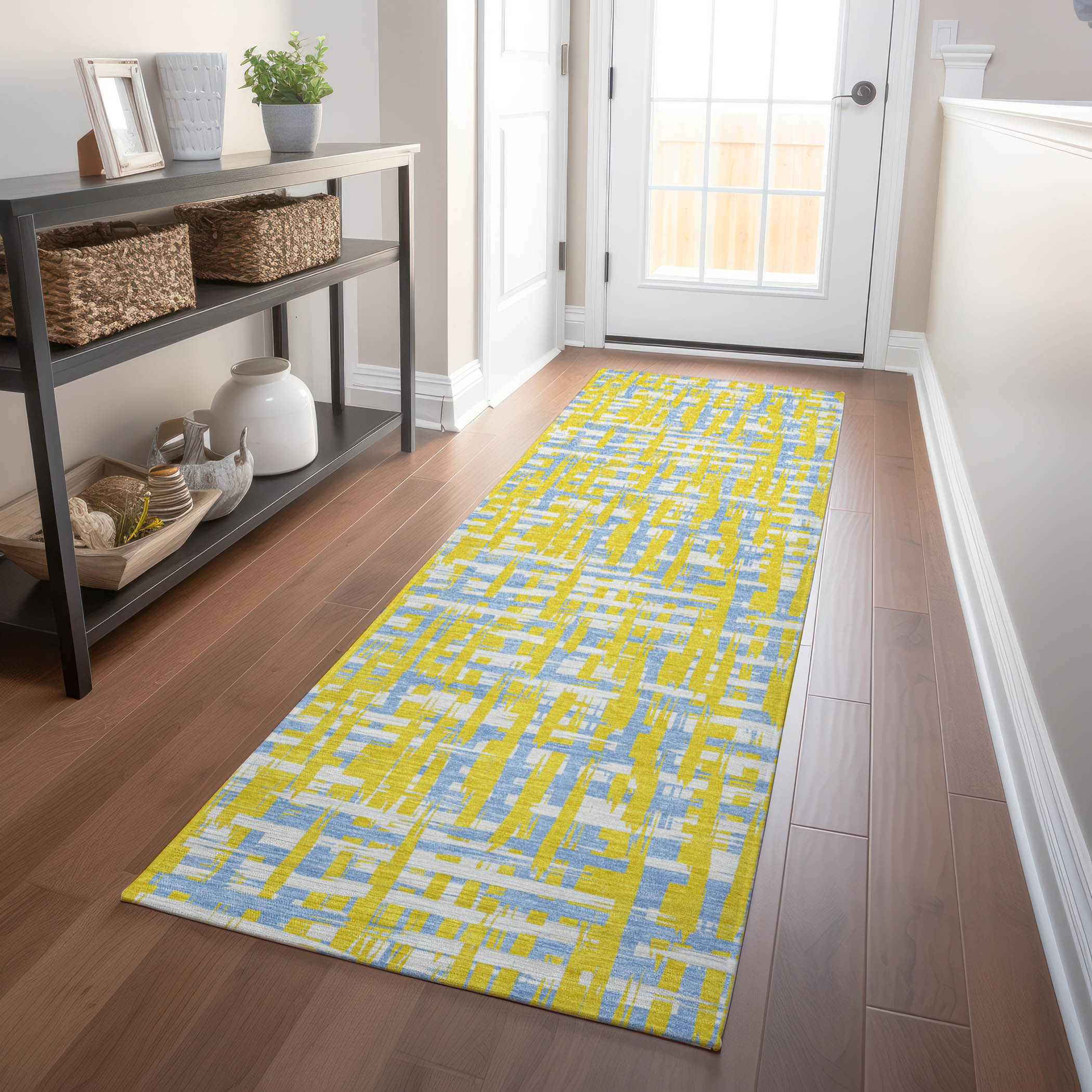 Addison Rugs ACN1060YE2X8 Chantille ACN1060YE 2 x 7 (ft) Polyester Yellow Rectangular Indoor/Outdoor Geometric Machine washable Runner rug