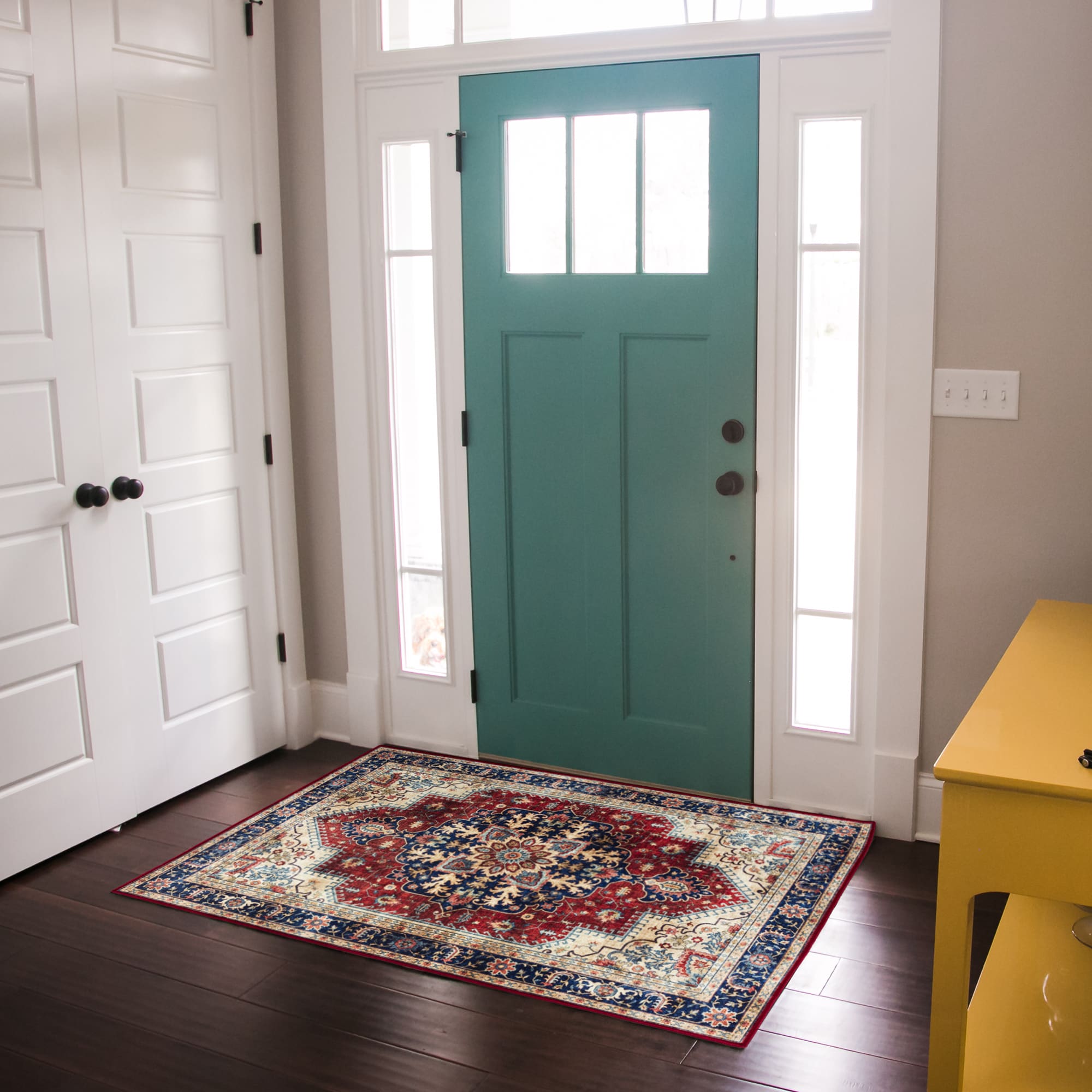 34 X 20 Vintage Persian Medallion Kitchen Rug Red - Threshold