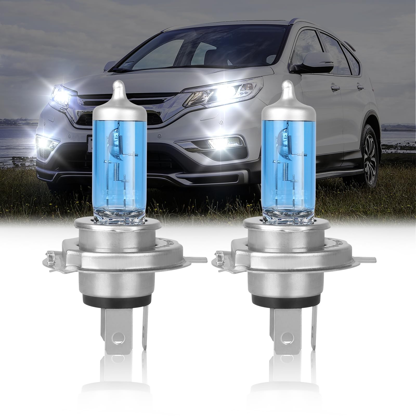 IUEST  9003 H4 High Low Dual Beam Halogen Headlight Bulbs for Honda CRV 1997 to 2004 and 2007 to 2014 300 Percent Brighter Warm White Light 2 Pack
