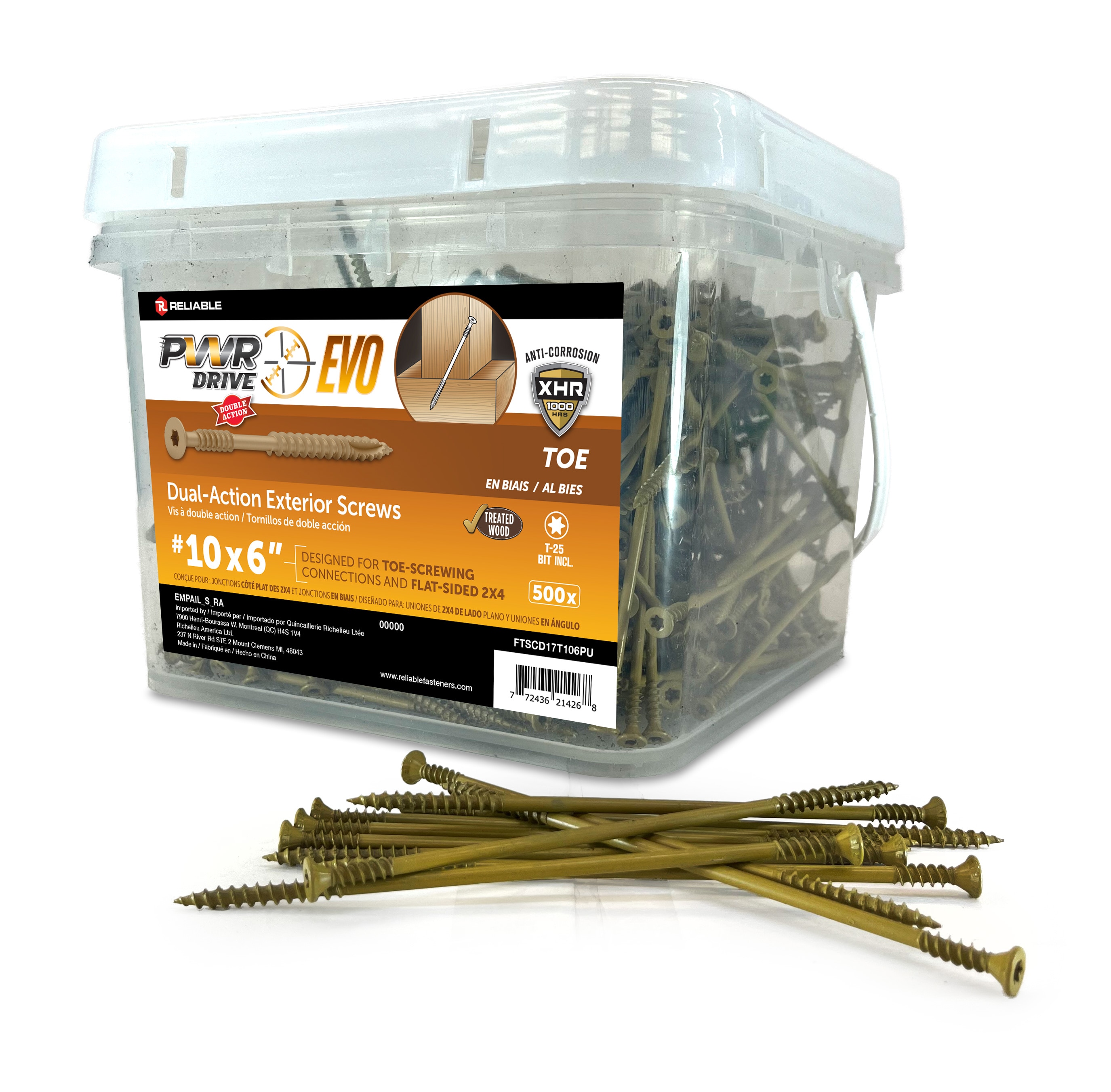 PWR DRIVE Reliable #10 x 6-in Wood to wood Deck Screws 500 -Per Box