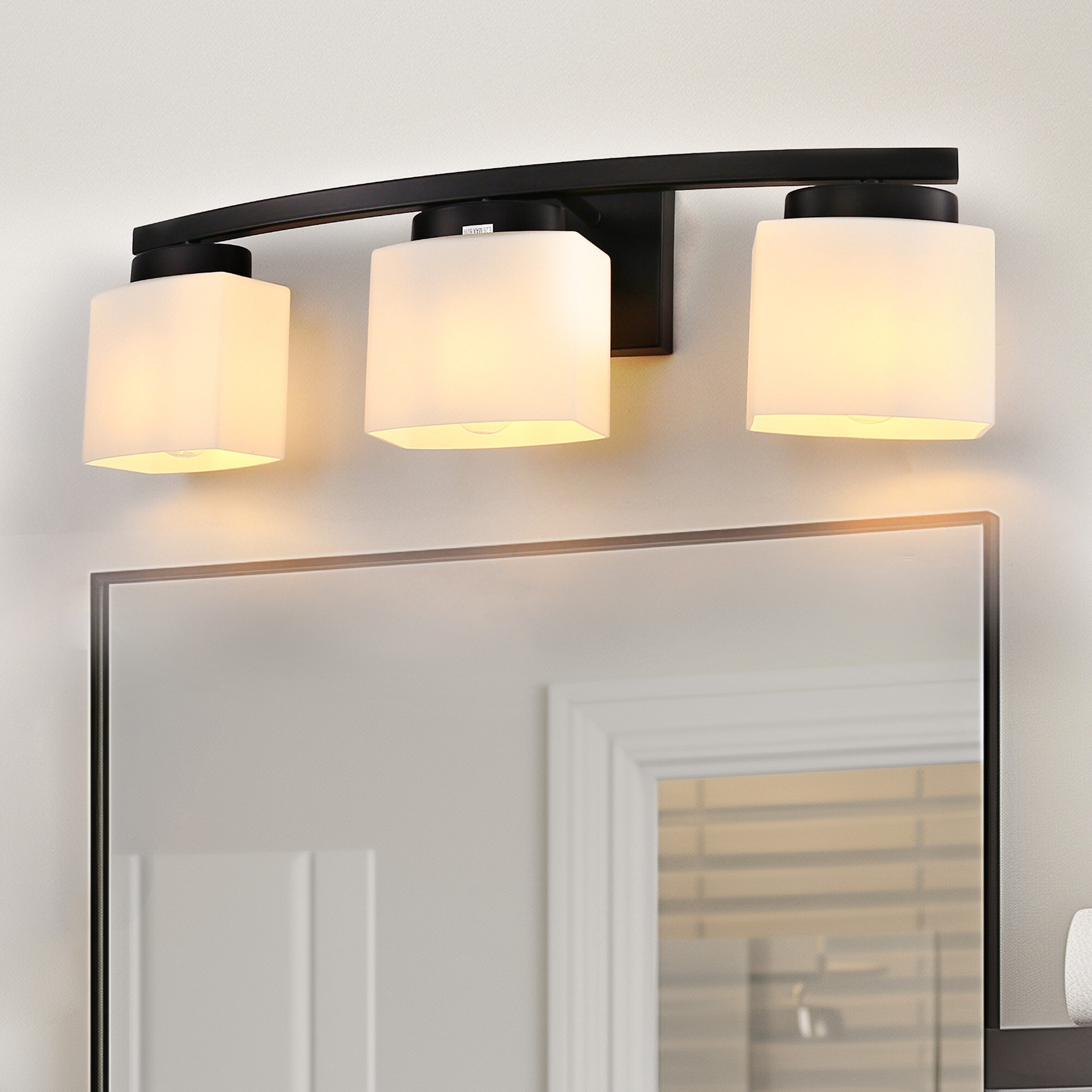 YANSUN LA-JQ34301CBL-1A 24.4-in 3 -Light Matte Black Industrial Vanity light