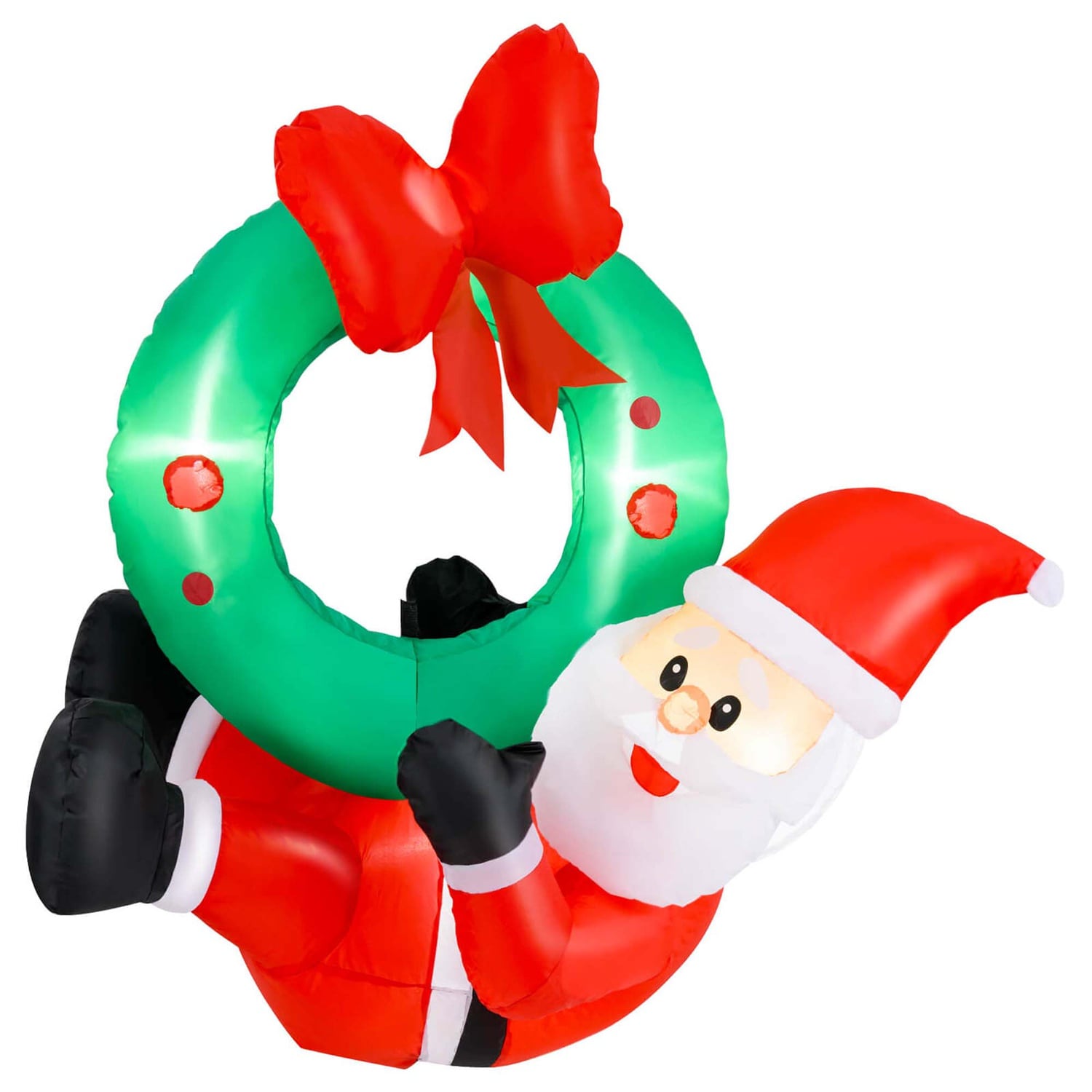 Costway HCST04472 4 Ft Blow up Santa Claus with LED Lights and Christmas Wreath Christmas Inflatables