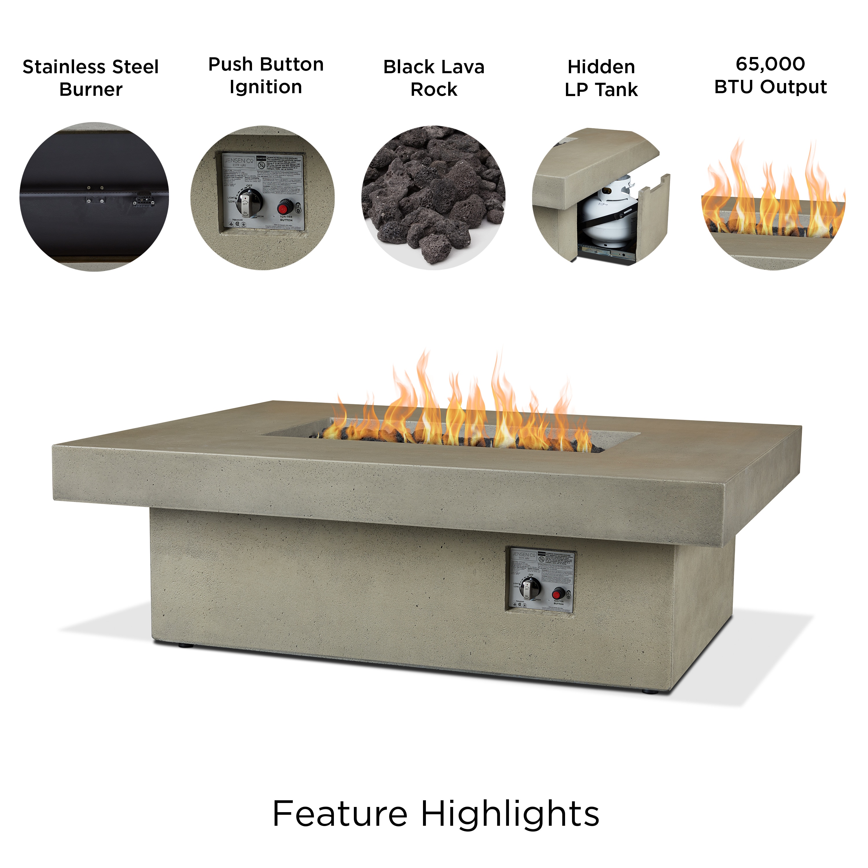 Jensen Co. 1586LP-DUNE Outdoor-Gas-Firepits - View #10