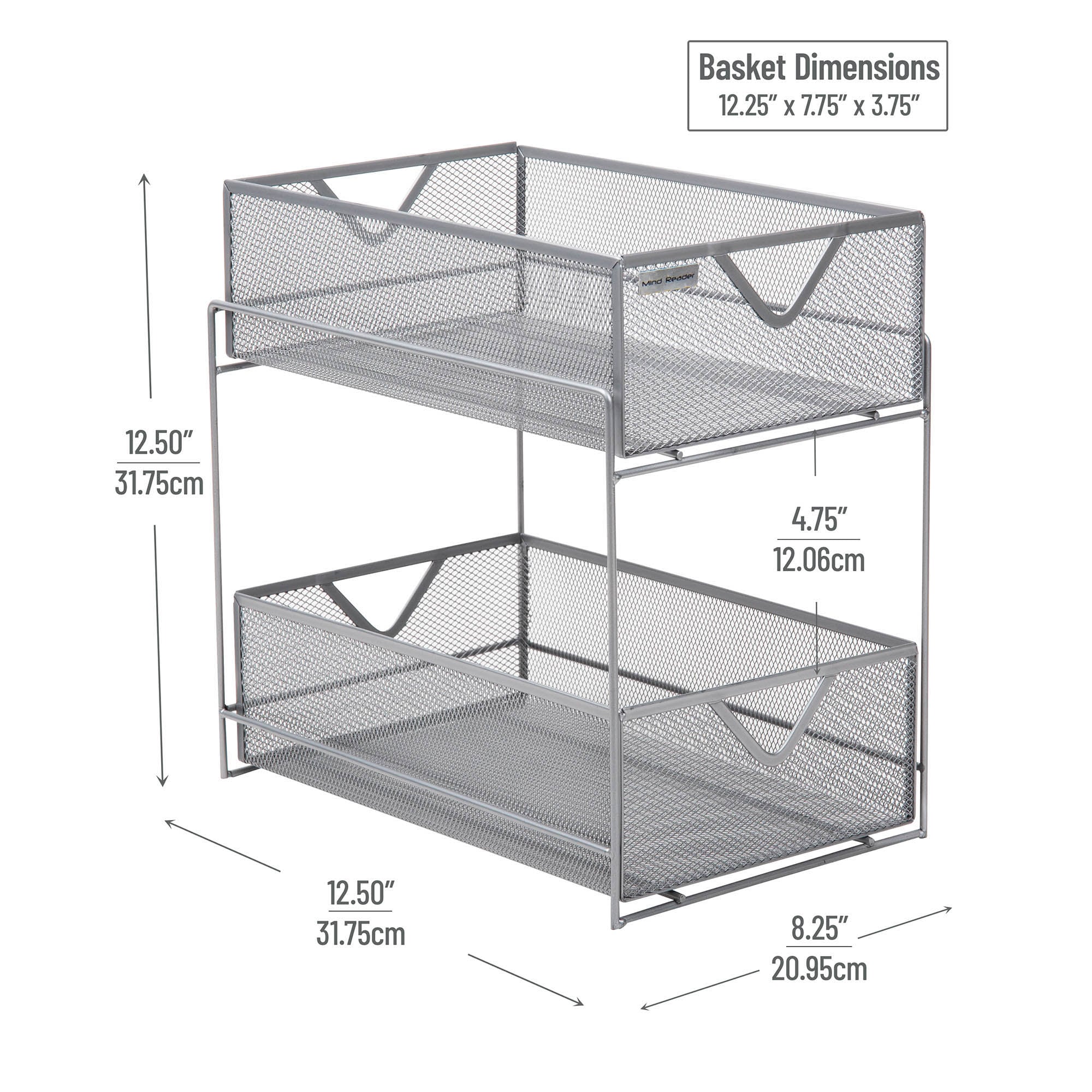 Mind Reader 2CAB2T-SIL Pull-Out-Cabinet-Baskets - View #8