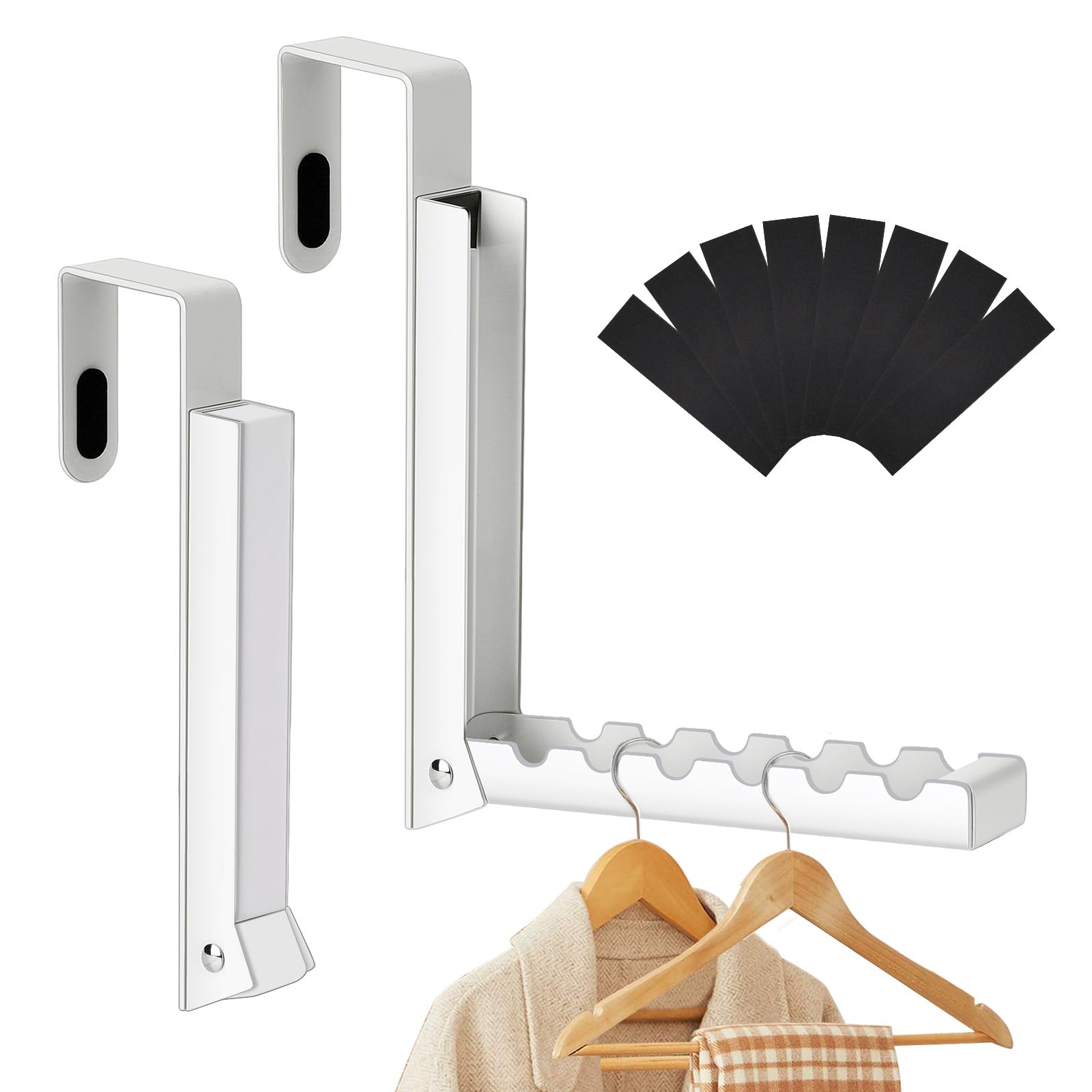 Anqtovp -  2-Pack Over the Door Hanger Hooks with Adjustable Width and Anti Slip Pads Metal Foldi...