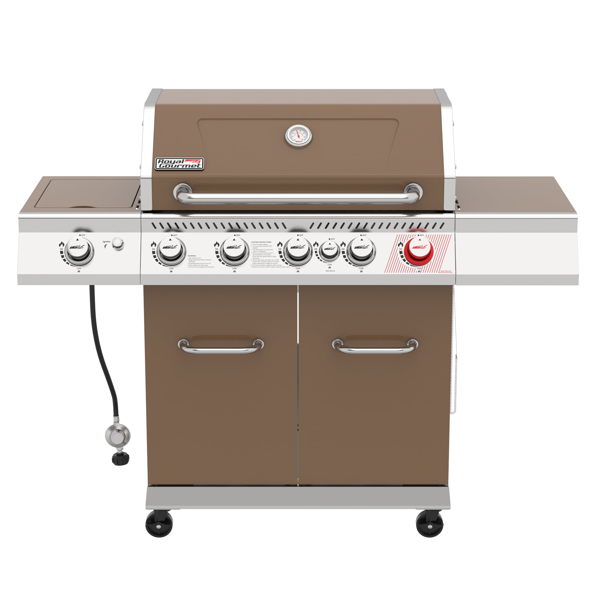 Royal Gourmet Stainless Steel 4-Burner Liquid Propane Gas Grill with 1 Side Burner GA4402S Sansujyuku sansujyuku.com