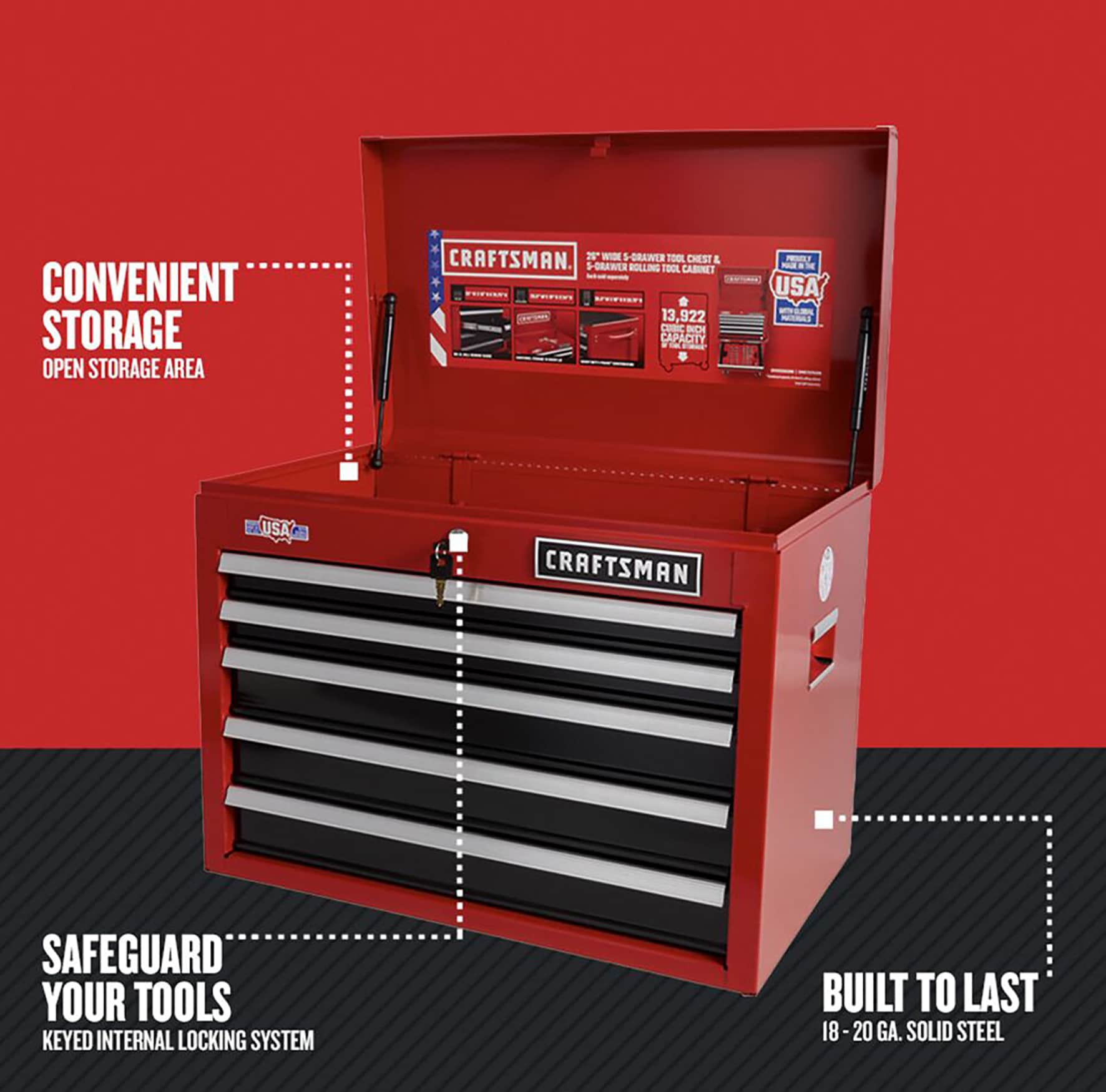 CRAFTSMAN 2000 Series 26-in W x 19.75-in H 5-Drawer Steel Tool Chest ...