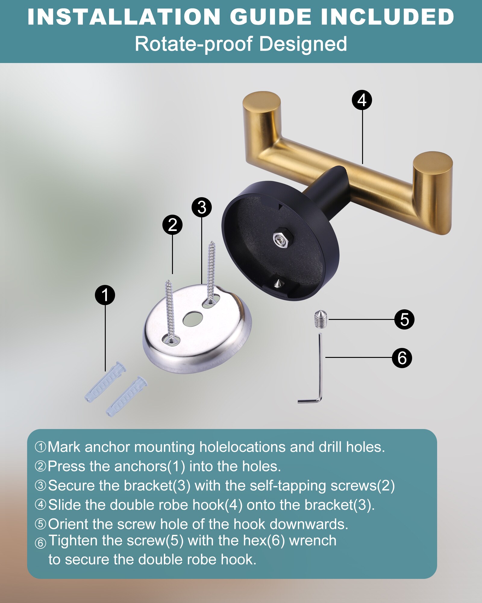 WOWOW 483307GB Robe-Hooks - View #6