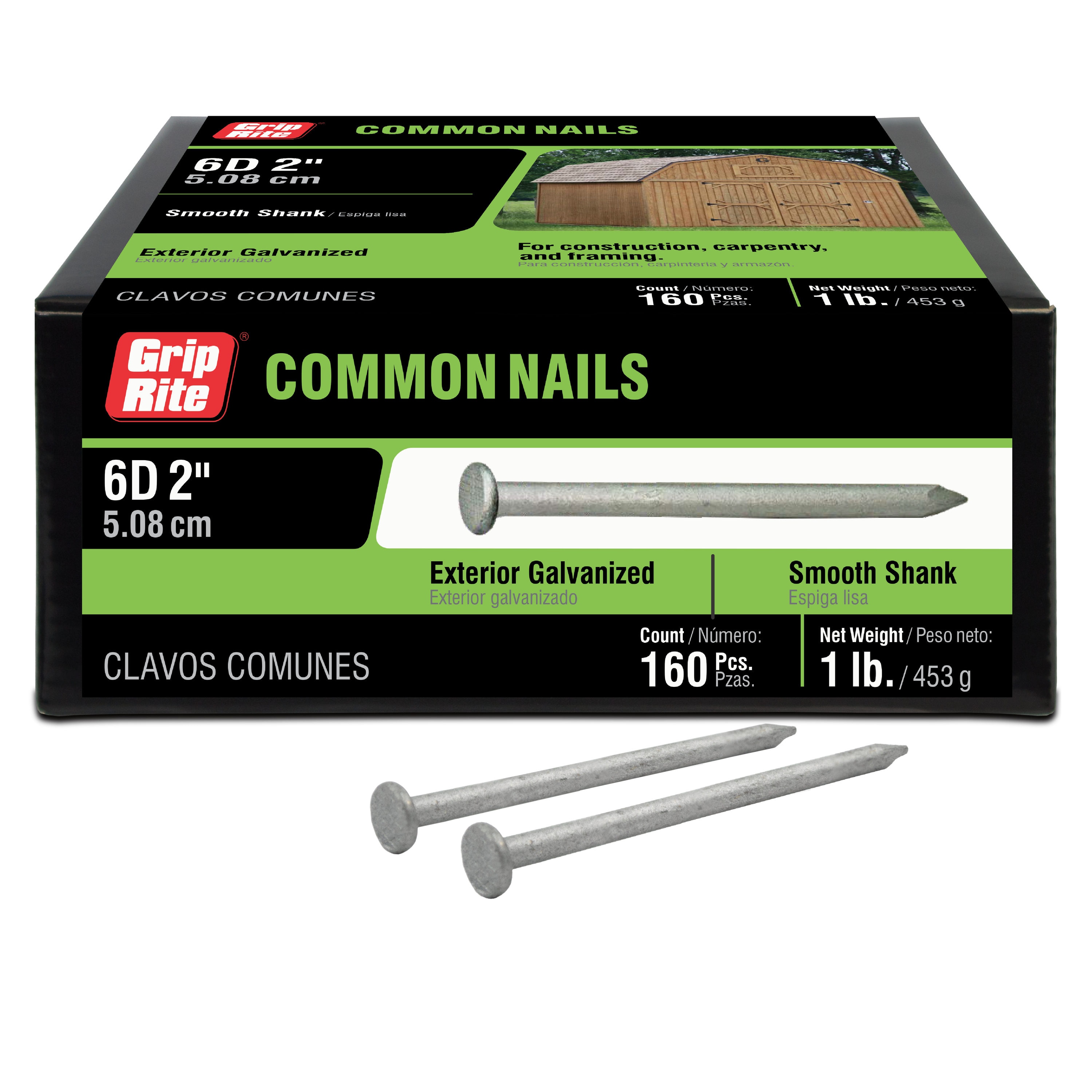 Grip-Rite 4HGC1 4D 1-1/2 in. Common Hot-Dipped Galvanized Steel Nail F