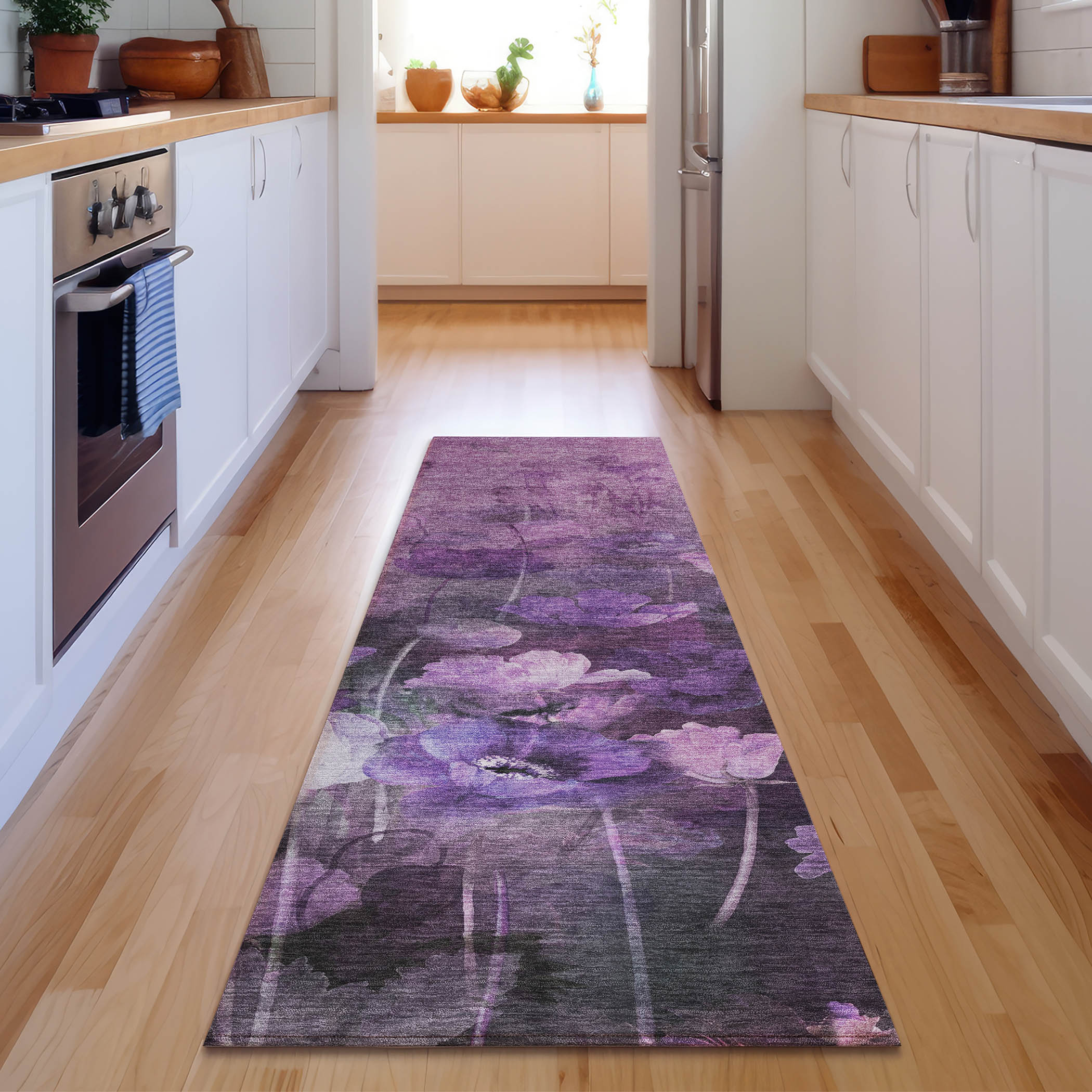 Addison Rugs AMF613PP2X8 Mayfield AMF613PP 2 x 7 (ft) Loomed Polyester Purple Rectangular Indoor Geometric Machine washable Area rug