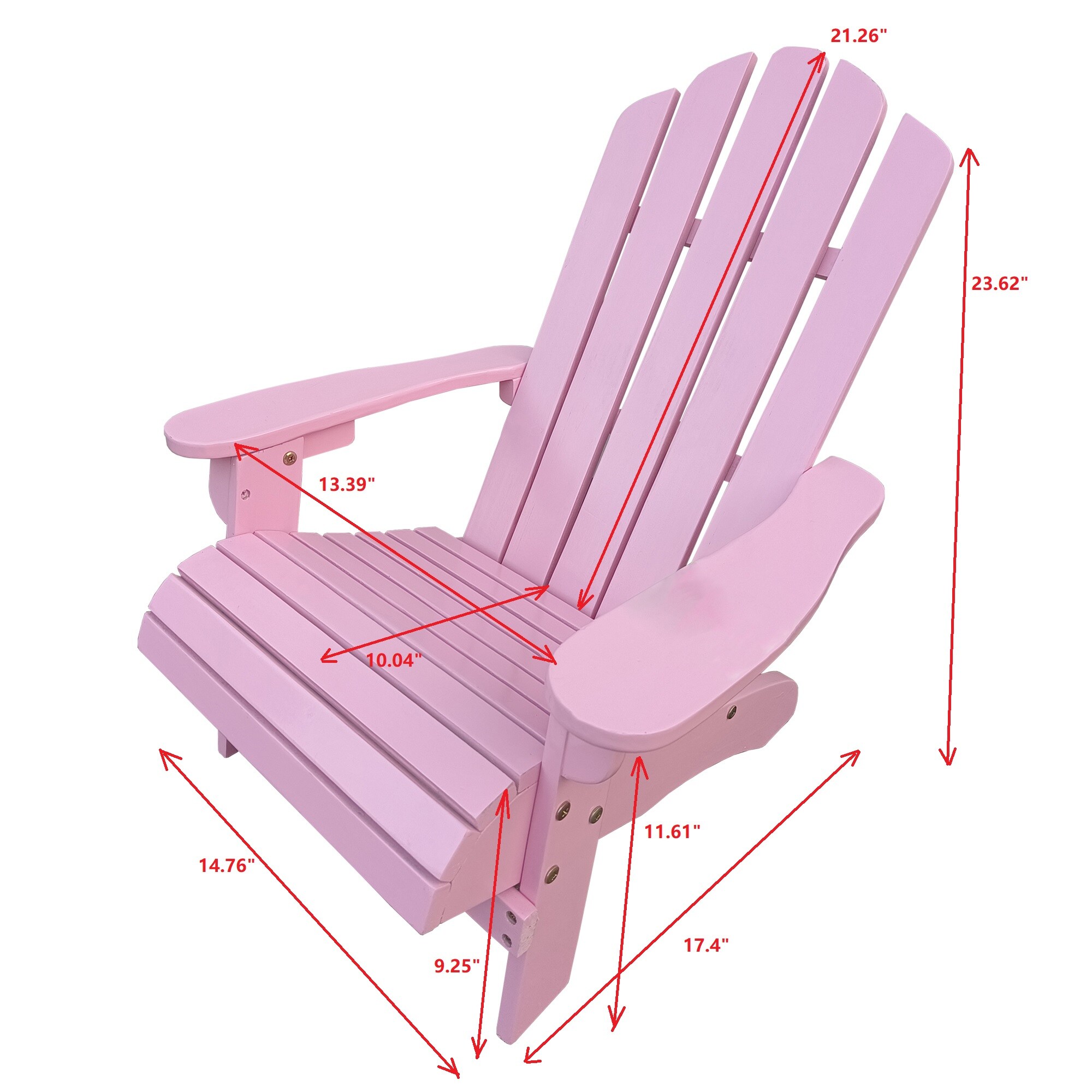 AAZJ Patio Chair Pink Wood Frame Stationary Adirondack Chair with Slat ...