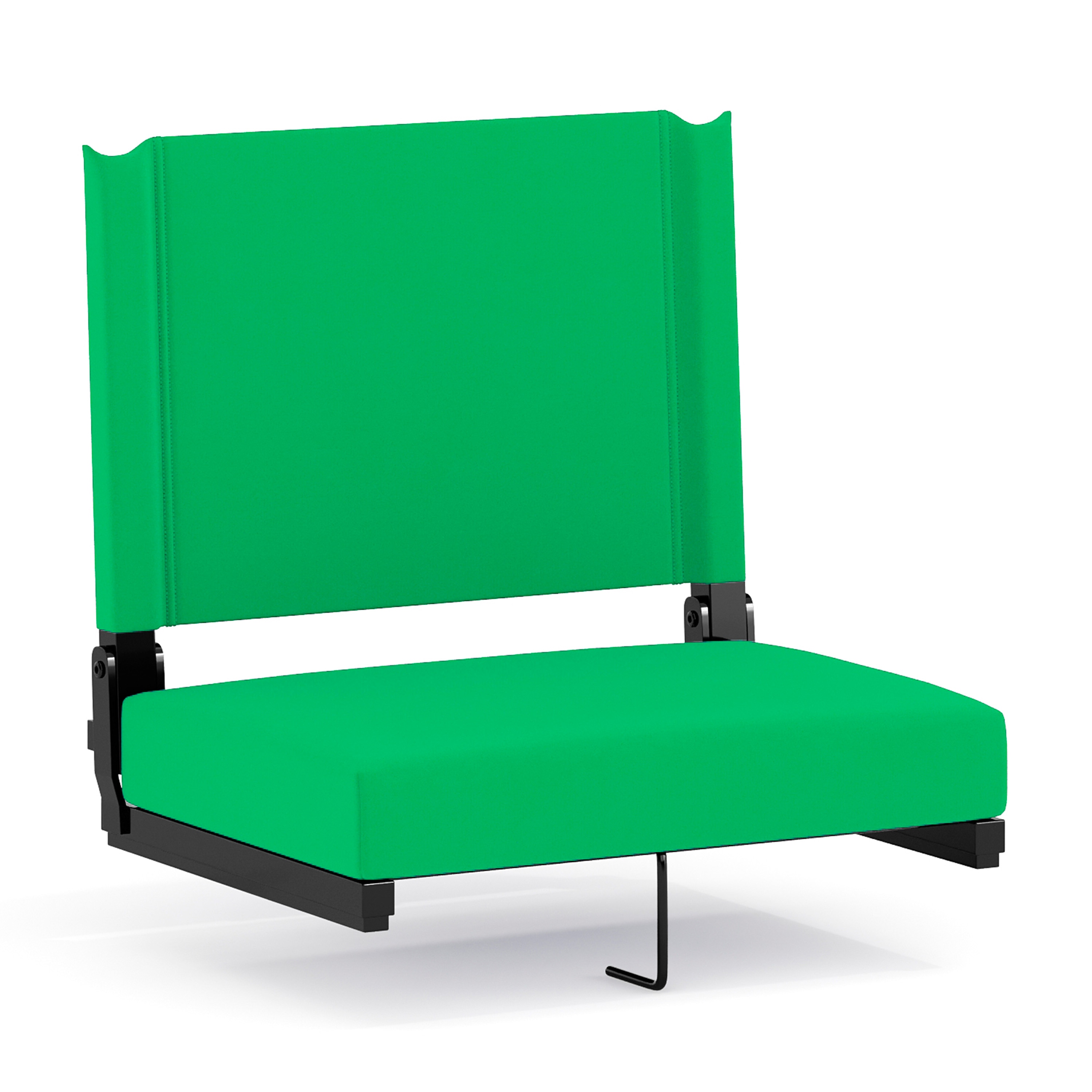 Emma + Oliver 500 lb Rated Lightweight Stadium Chair with Handle and Ultra-Padded Seat; Bright Green