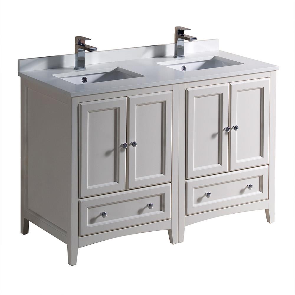 Fresca Oxford 48 In Antique White Undermount Double Sink Bathroom