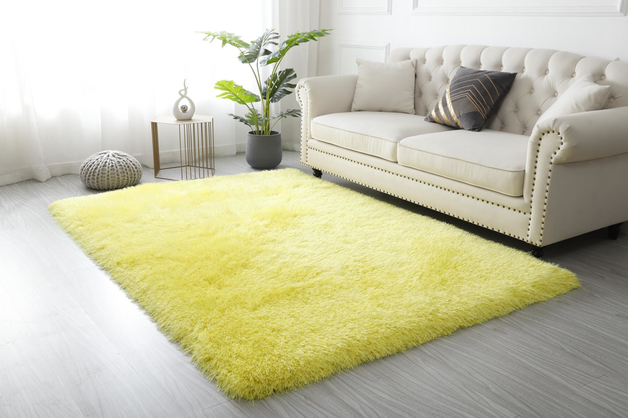 MDA Rugs MH0957 Manhattan 5 x 7 (ft) Polyester Yellow Rectangular Indoor Solid Area rug