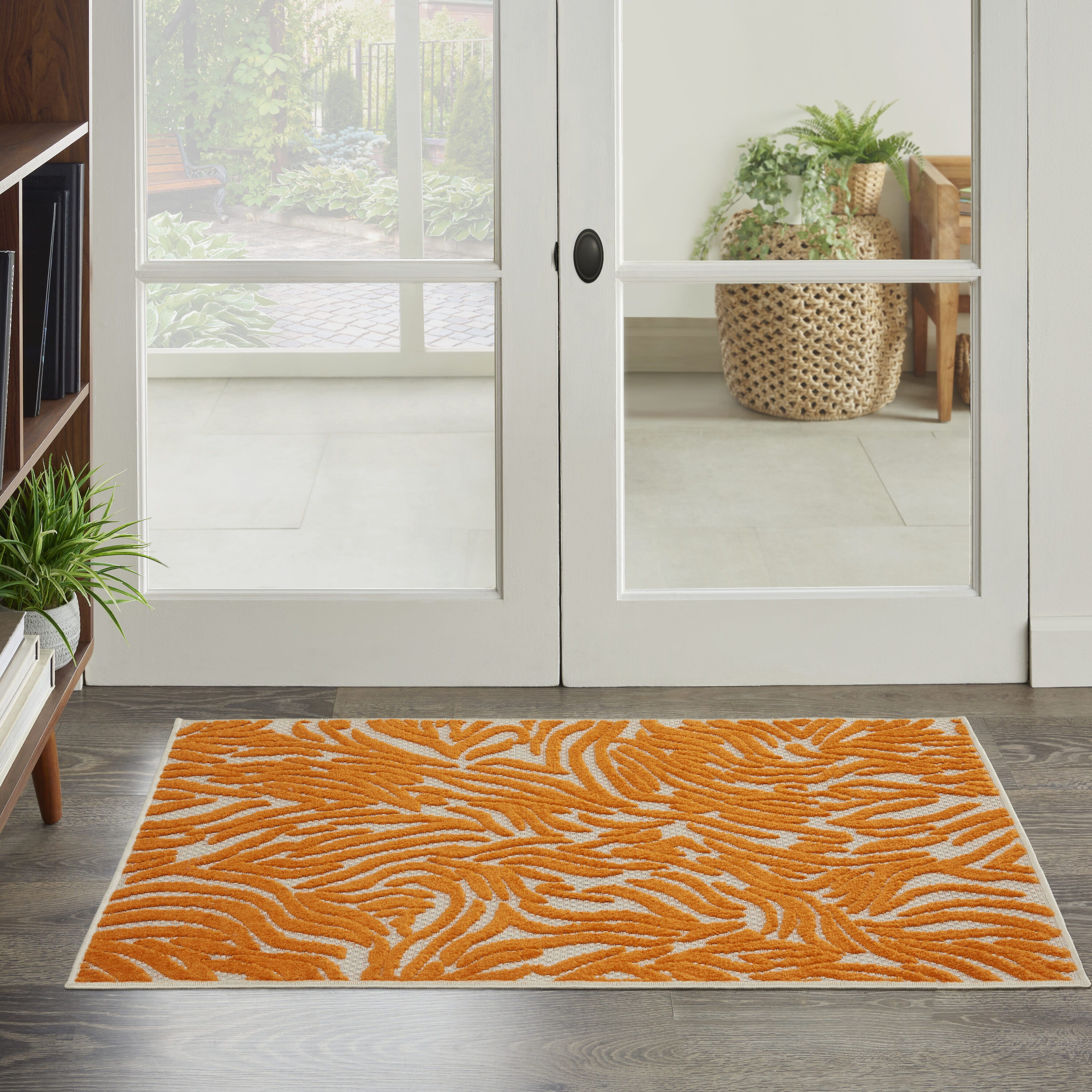 Nourison 99446800947 Aloha 3 x 4 (ft) Loomed Polypropylene Orange Rectangular Indoor/Outdoor Area rug
