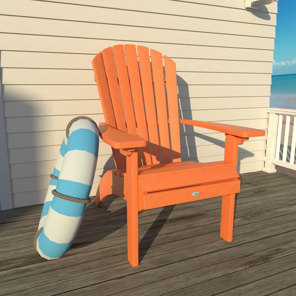 highwood BV-CHRADW2-COR The Waterfall Citrus Orange Poly-lumber Frame Stationary Adirondack Chair with Slat Seat