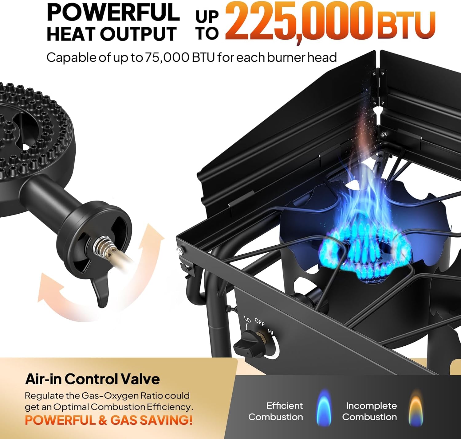 Outopee 3-Burners Propane Manual Iron Outdoor Burner LO1G57000617 Sansujyuku sansujyuku.com