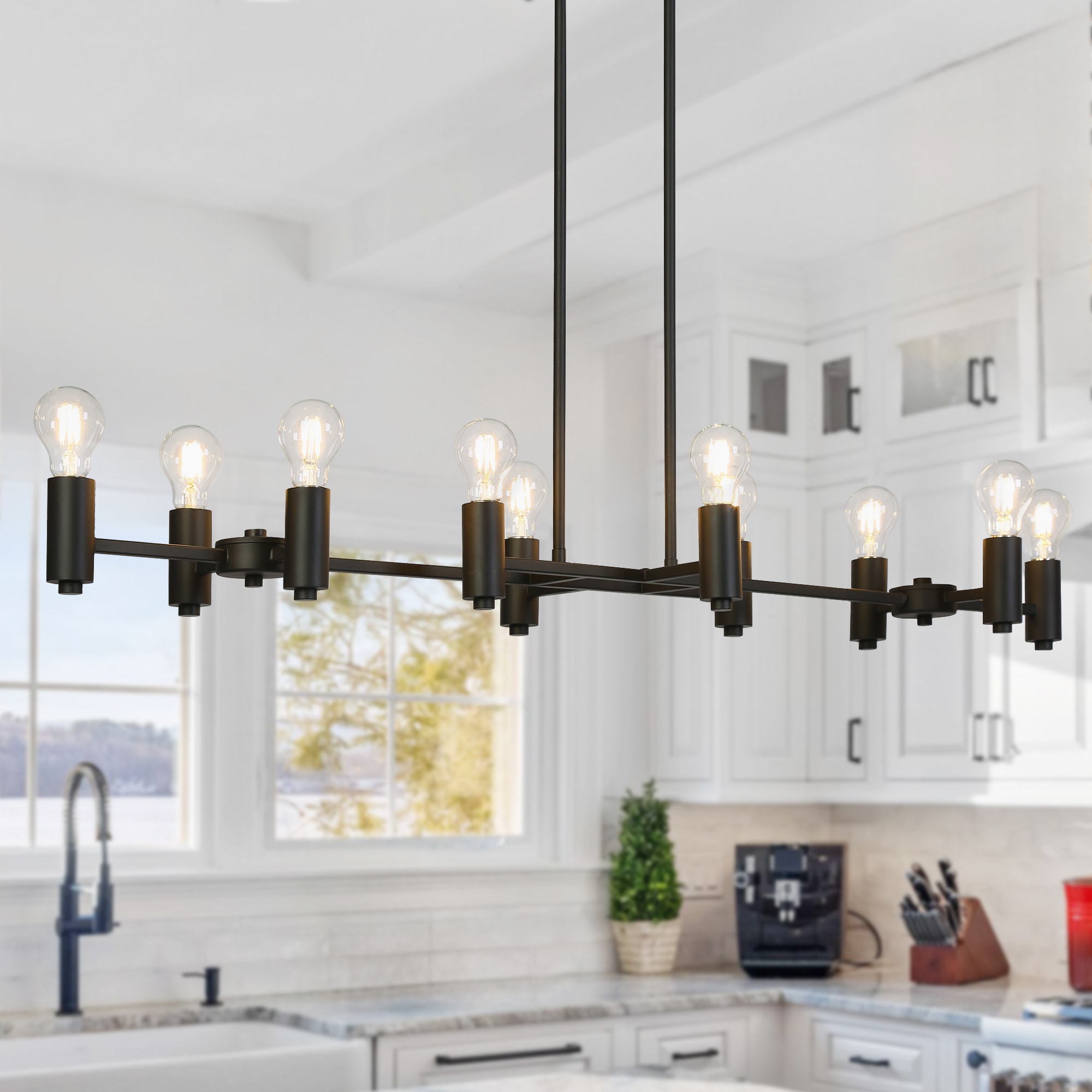 Uolfin J3AIV3-LWS25395-19 10 -Light Matte Black Modern/contemporary For Use in Bedrooms, Dining Rooms, Foyers, Kitchens, Living Rooms Chandelier