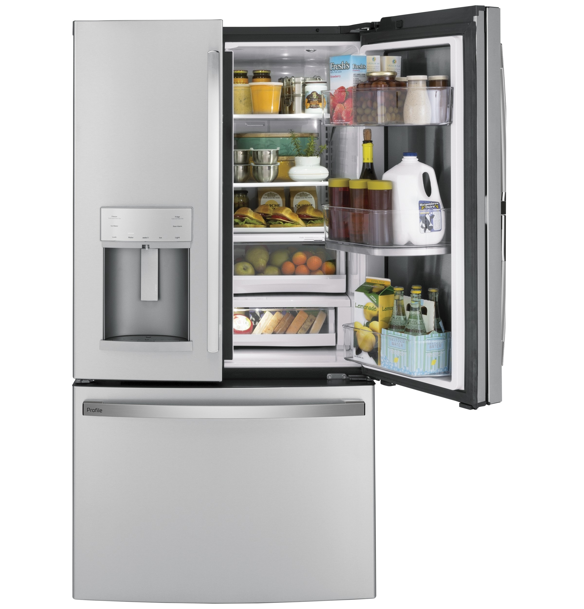 GE Profile 27.7 Cu Ft 36 Wide French Door Refrigerator in PrintResistant  Stainless - PFE28KYNFSC