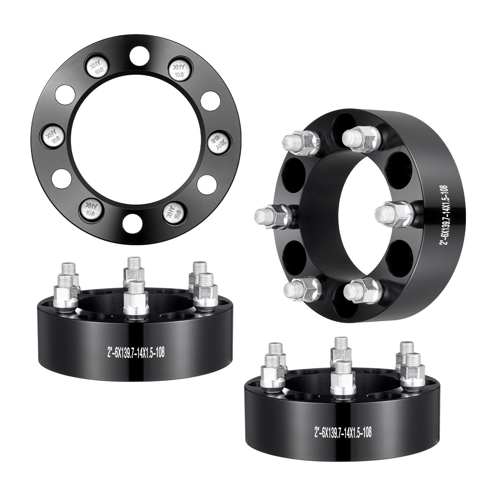 VEVOR LSSFLP2YC6X5L87F5V0 2-in Wheel Spacer Adapter 6x5.5 Bolt Pattern 4 Pack, 2" Wheel Spacers for Chevy GMC Cadillac, 6 Lug Wheel Spacers 50.8mm Thickness, 4.25" Hub Bore, M14x1.5 Thread