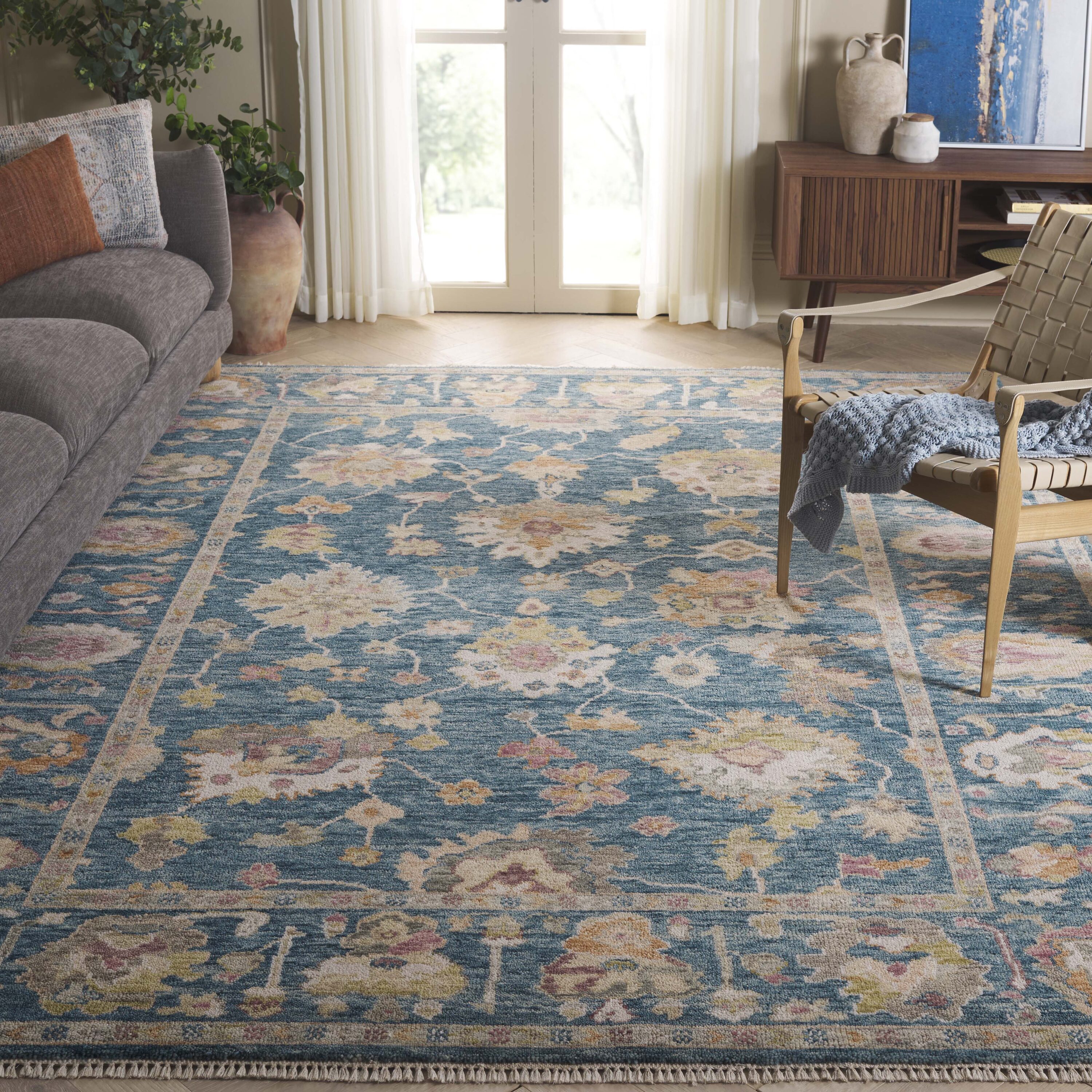 Samarkand 402M Blue Ivory 9 x 12 Rectangular Area rug