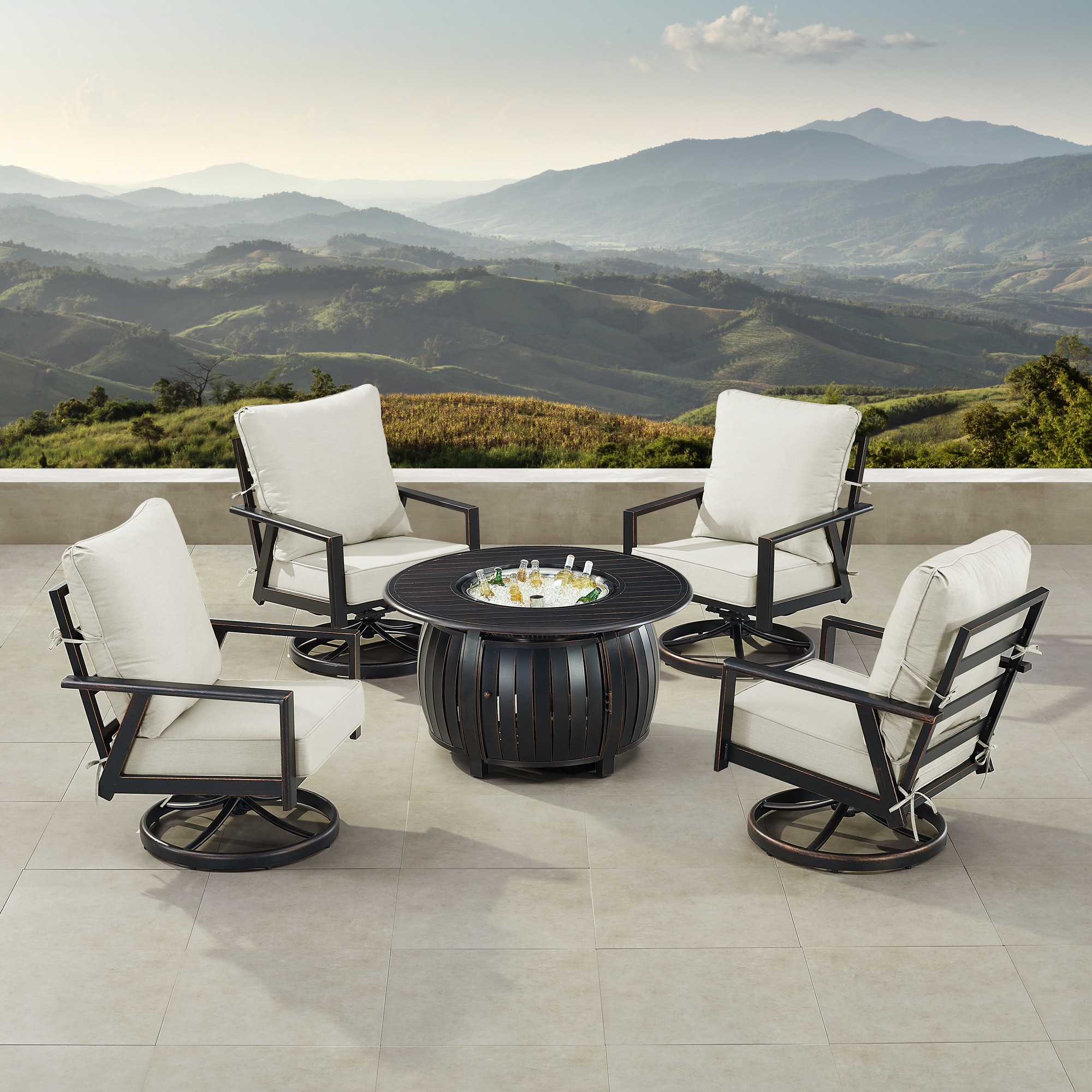 Oakland Living LX-4C-ITA-LGCU-IB-AC Patio-Conversation-Sets - View #2