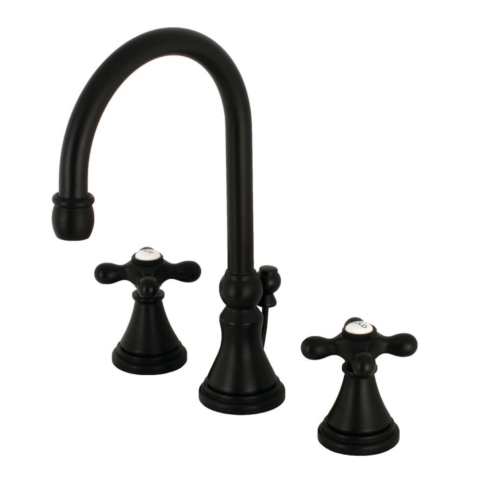 Kingston Brass WLKS2980AX Governor Matte black Widespread 2-handle High-arc Residential Handle Bathroom Sink Faucet with Drain