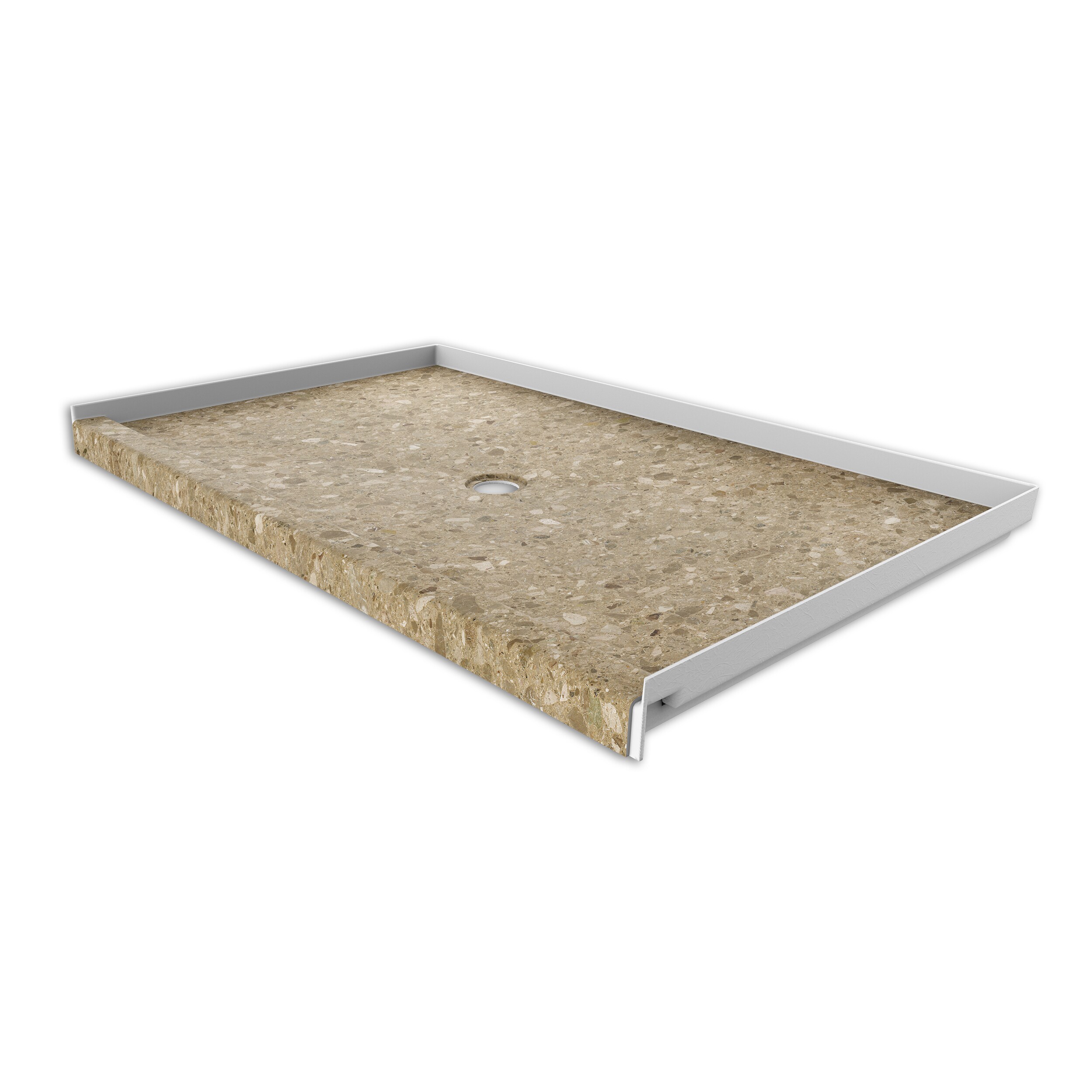 FlexStone FLXSBC6036PF 36-in W x 60-in L x 3.625-in H Petrafini Rectangle Shower Pan Base (Center Drain)