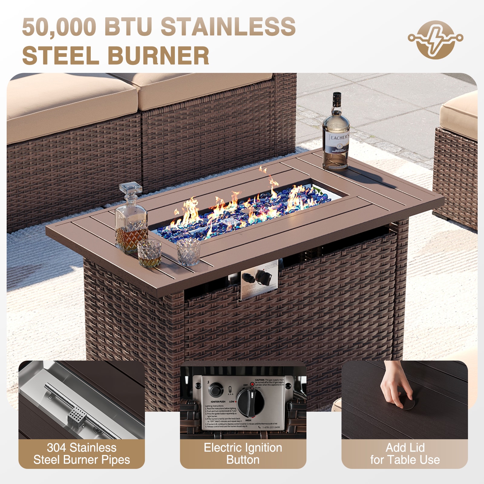 AOXUN PA-120BR03 Patio-Conversation-Sets - View #3