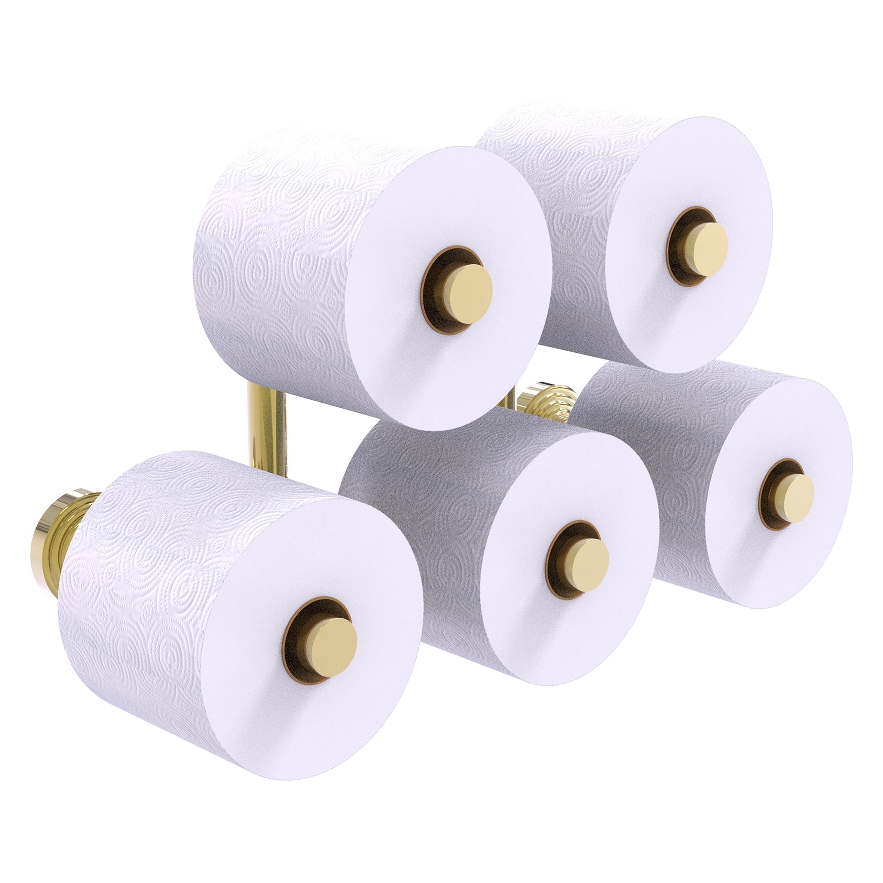 Allied Brass WP-24-5-UNL Waverly Place Unlacquered Brass Wall mount Double post Toilet Paper Holder 5 -Rolls with Storage