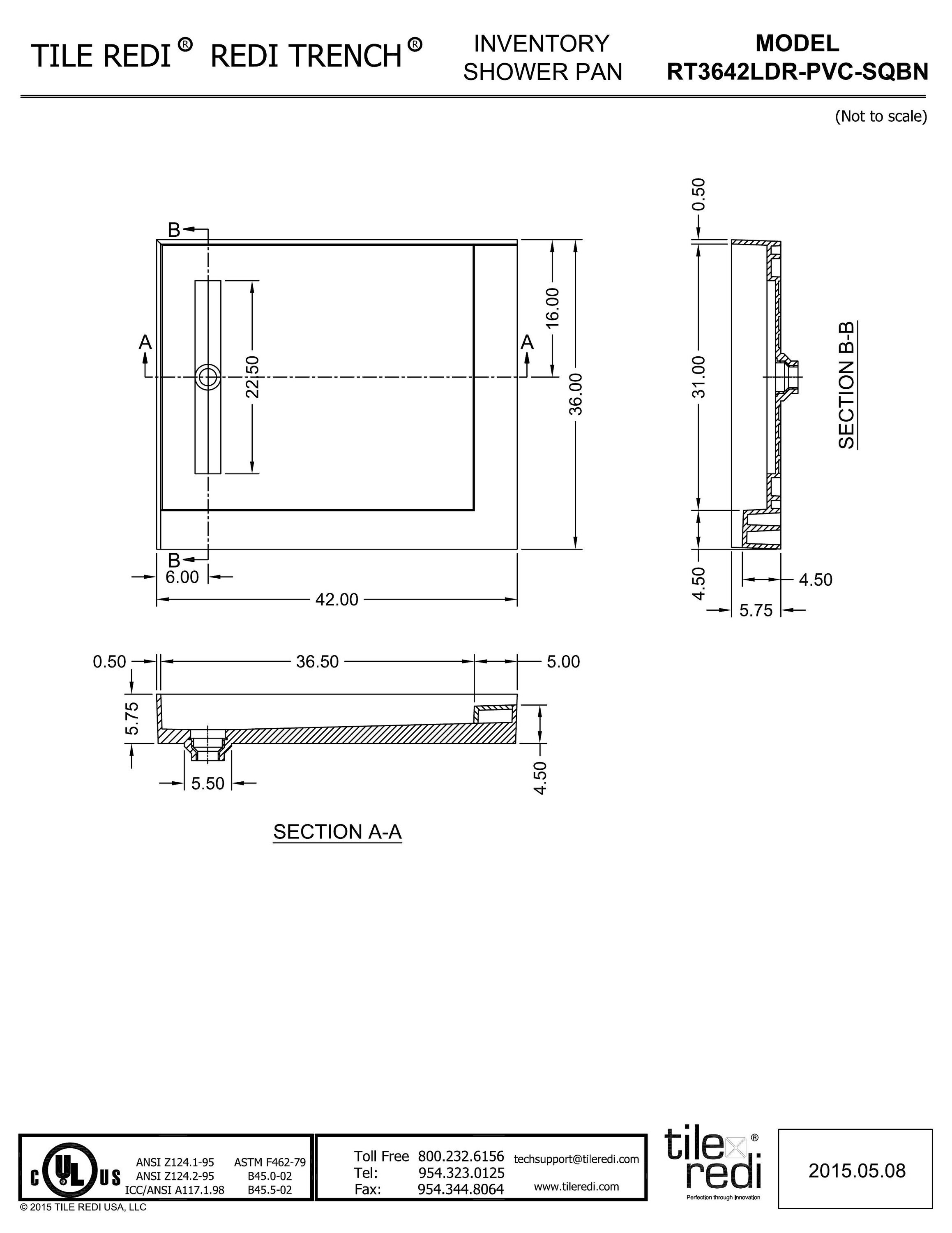 Tile Redi RT3642LDR-PVC-SQBN Shower-Floors - View #8