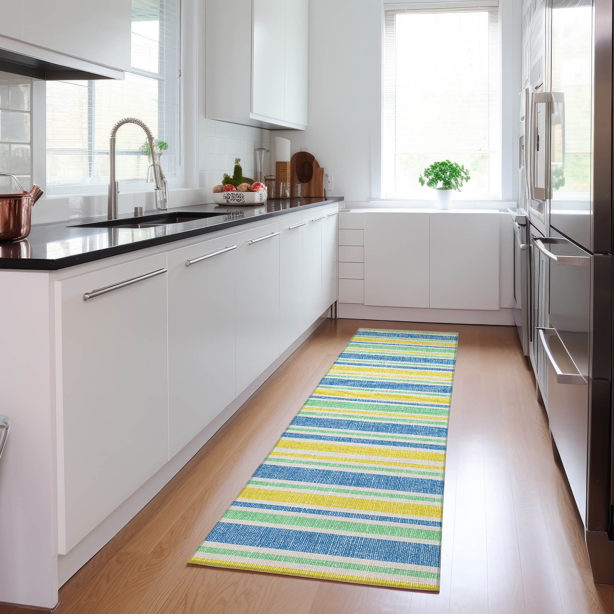 Addison Rugs ACN531YE2X8 Chantille 2 x 7 (ft) Polyester Yellow Rectangular Indoor/Outdoor Abstract Machine washable Area rug