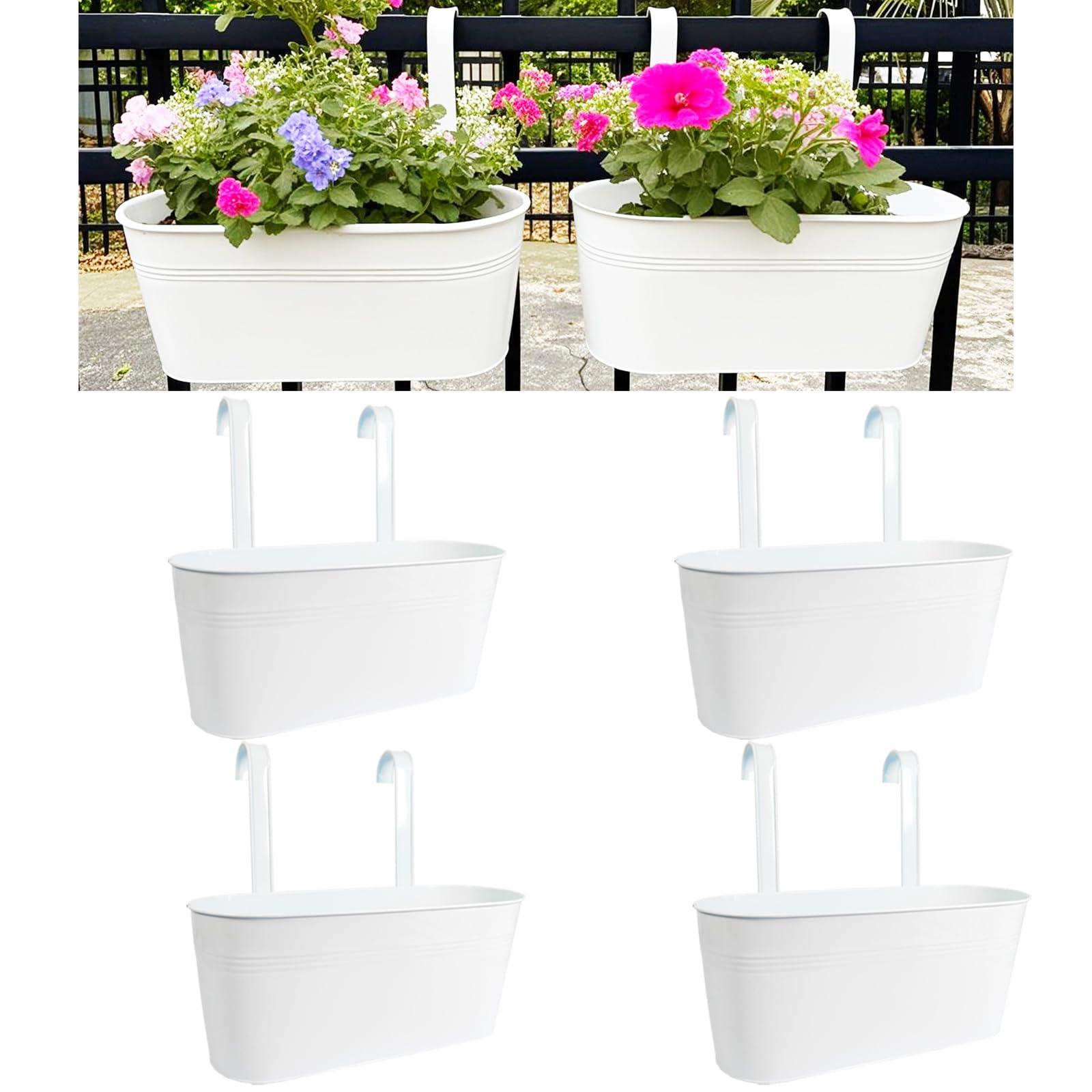 Afoxsos Hanging Planters for Outdoor Plants 17 in Railing Planter Pots ...