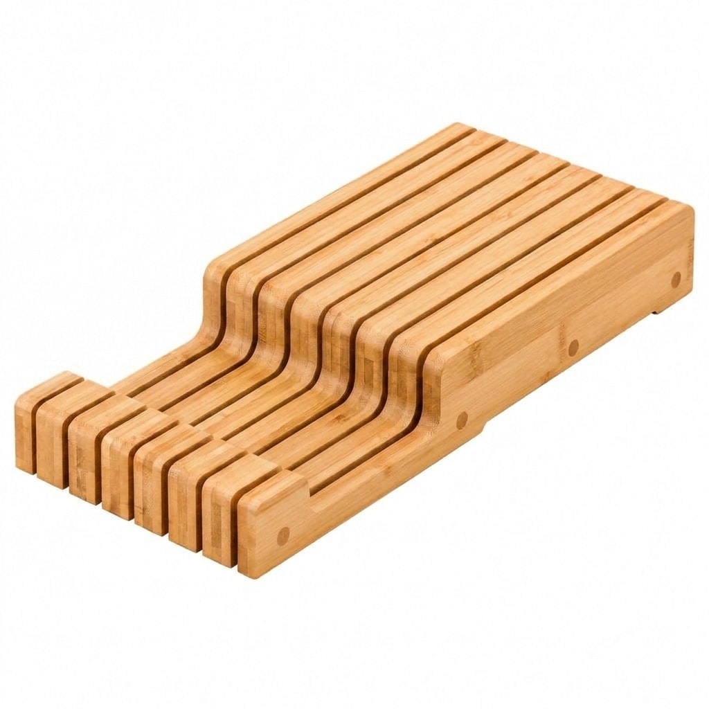 Aoibox  7 Knife Capacity Bamboo In Drawer Knife Block and Countertop Display Stand Organizer with Sturdy Base