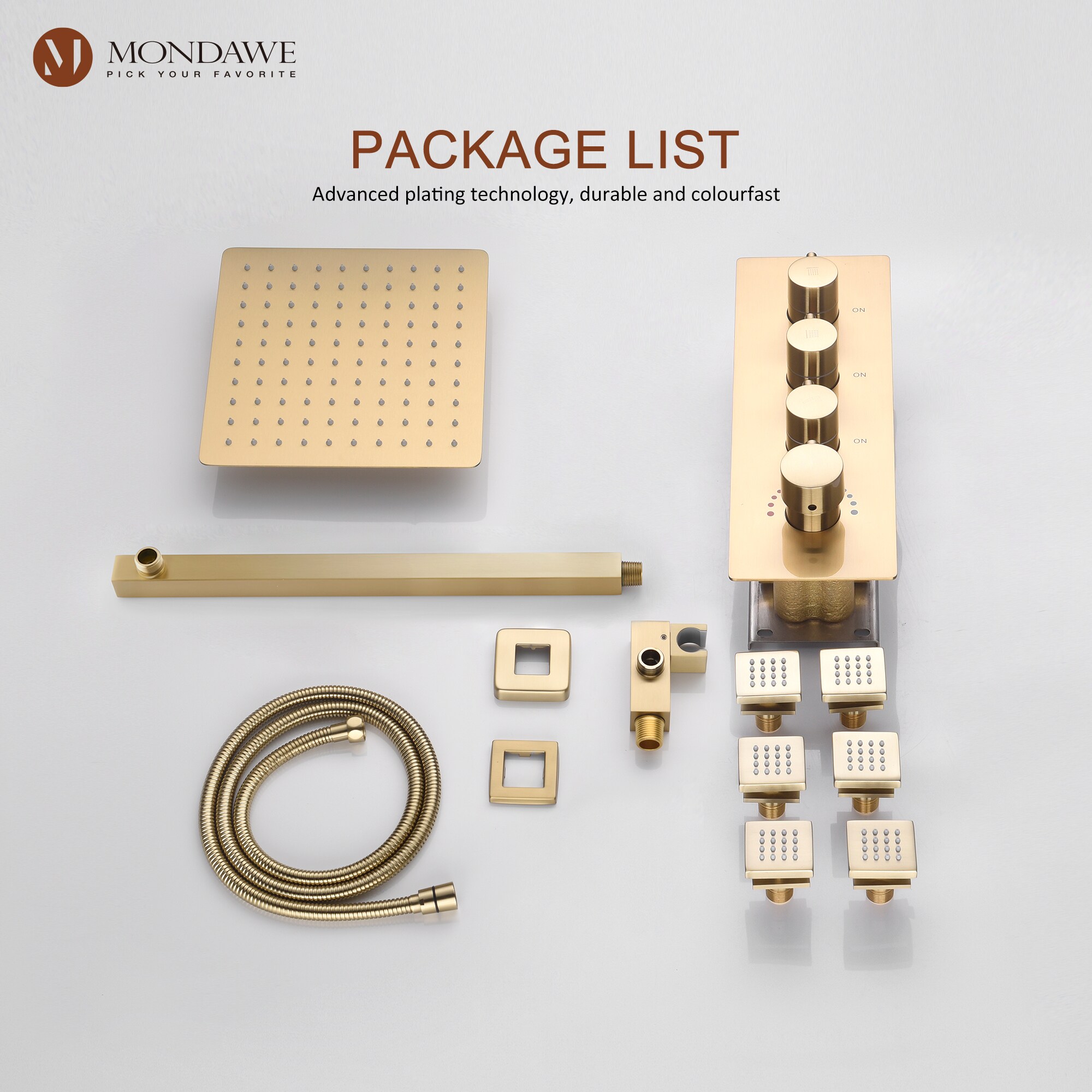Mondawe WF6310-12BG-WM Showerhead-Bar-Panels - View #11