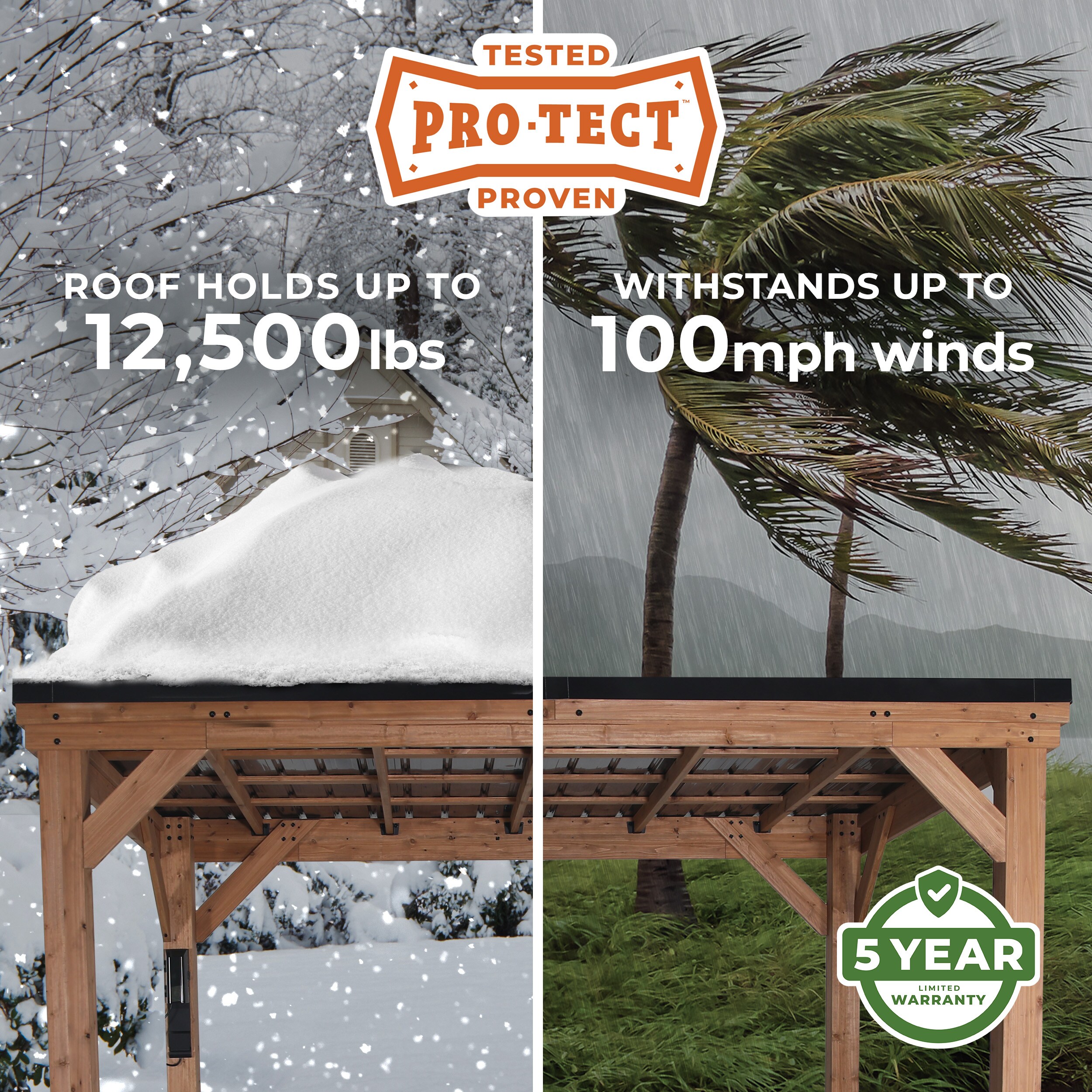 Kingsport 12' x 20' Black Cedar Carport with Steel Roof