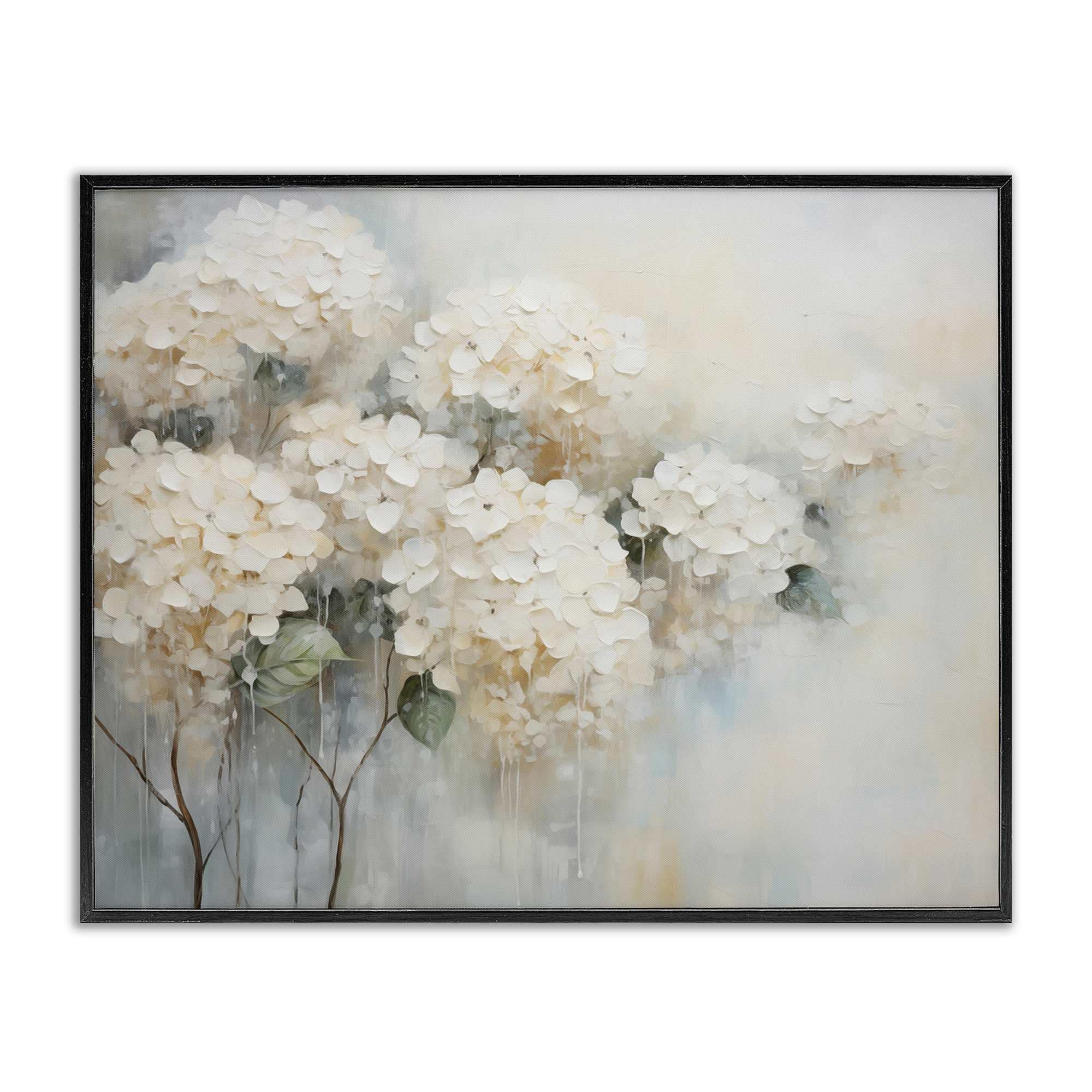 Stupell Industries BT-847-FR-11X14 Subtle Fading White Hydrangeas Black Framed Giclee Art By Arlington Prints 14 x 11