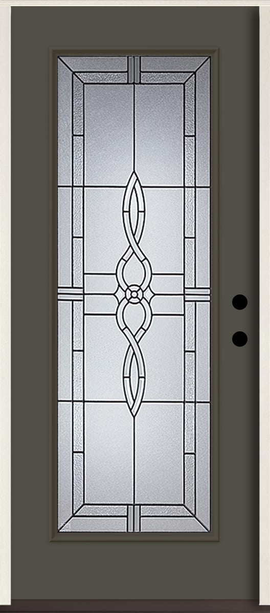 American Building Supply LO963532 Calista 36-in x 80-in x 4-5/8-in Fiberglass Full lite Left-hand inswing Thunder Gray Paint Painted Prehung Front Door Insulating core