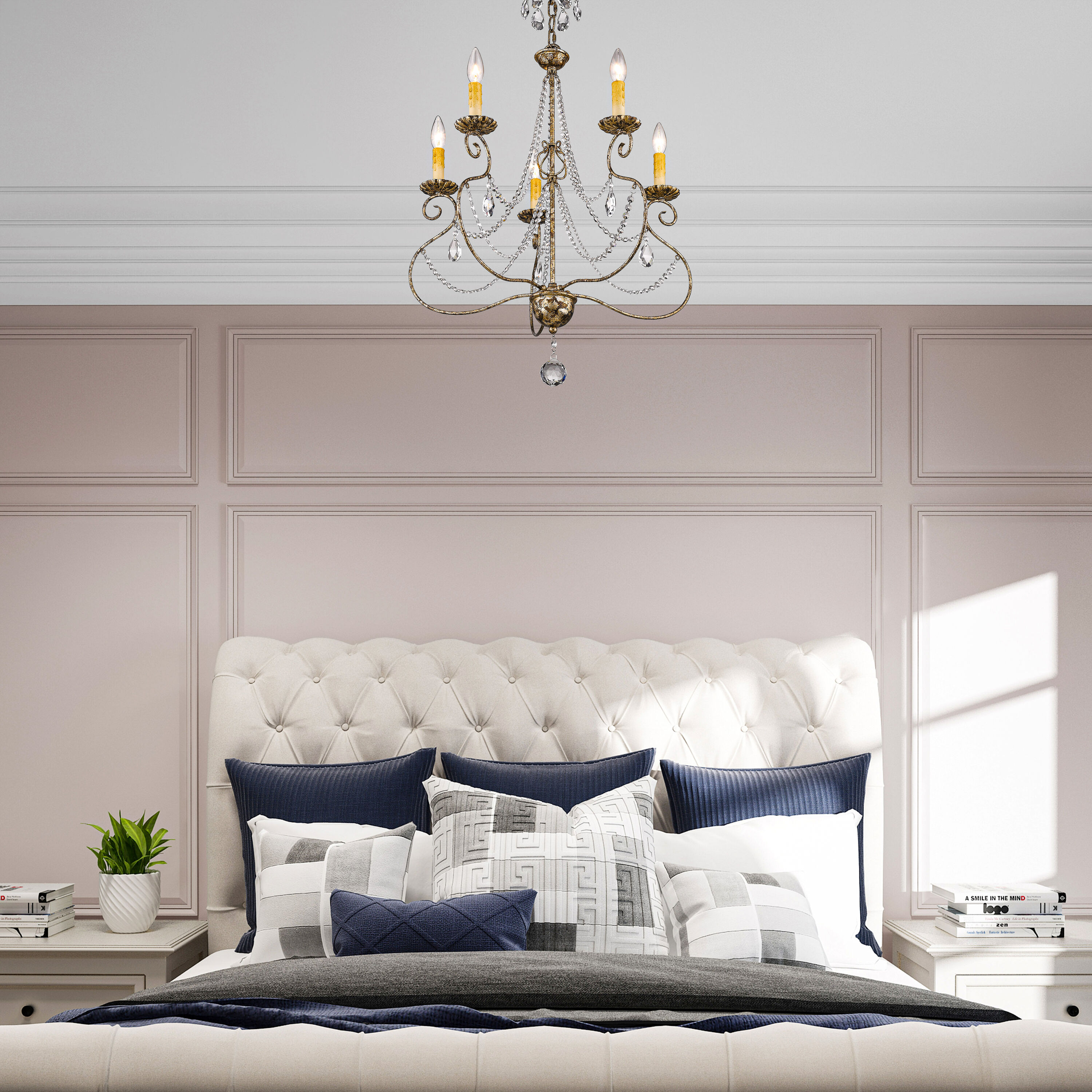 Isabella European Bronze 5-Light Crystal Chandelier