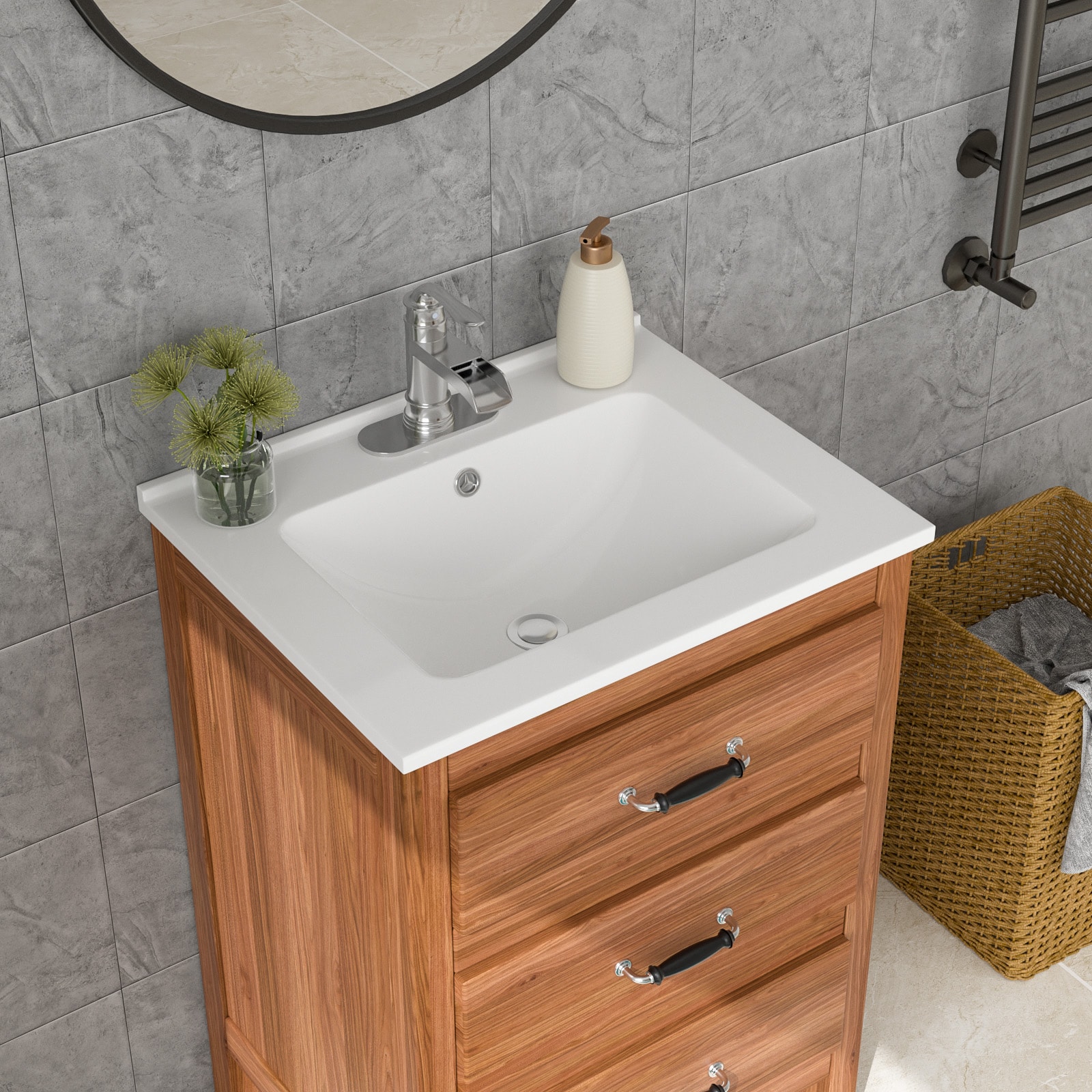 Lordear LD-TXPFLV28 Ceramic 19.7-in Drop-in Rectangular Modern White Bathroom Sink