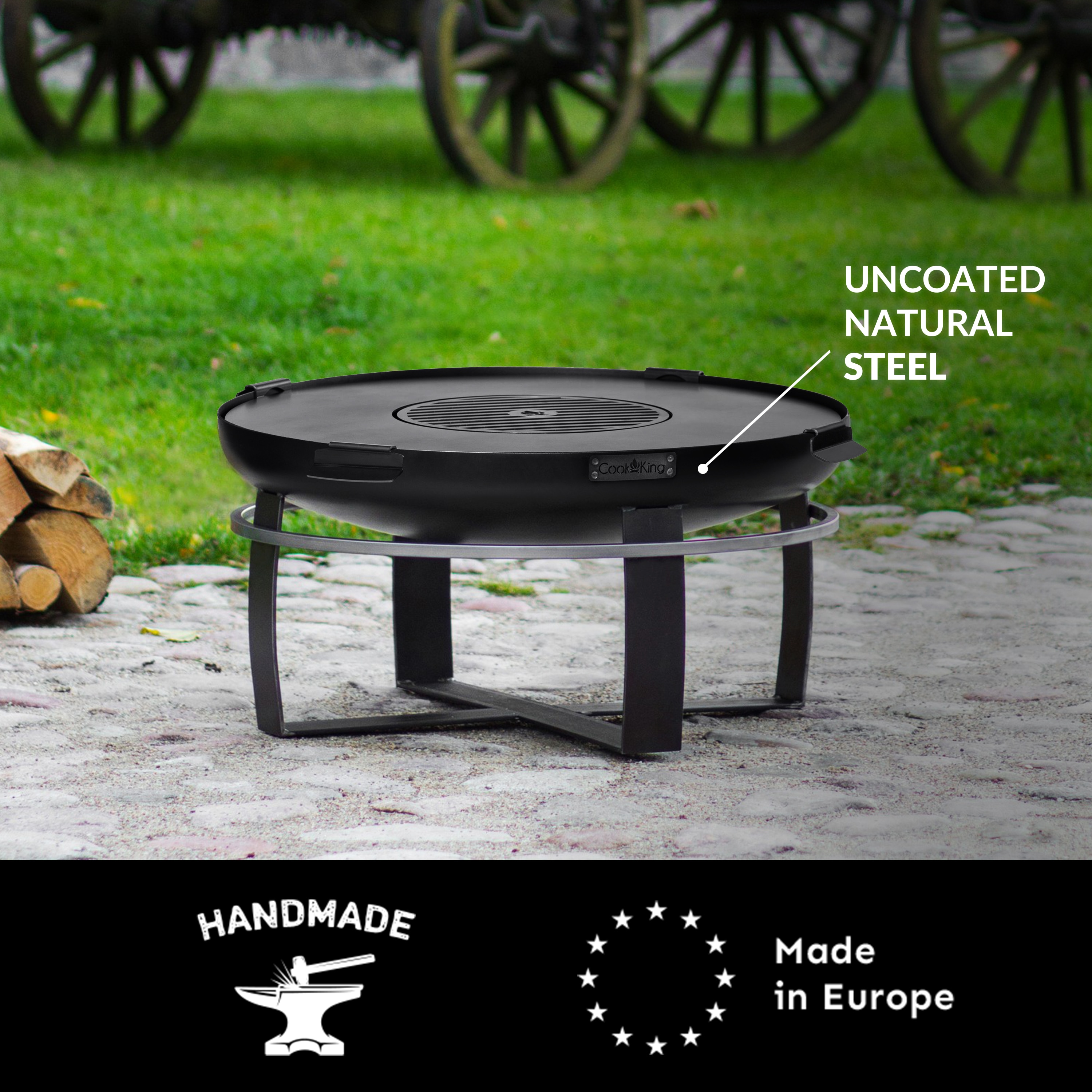 Viking 32" Black Steel Fire Pit with Grill Plate