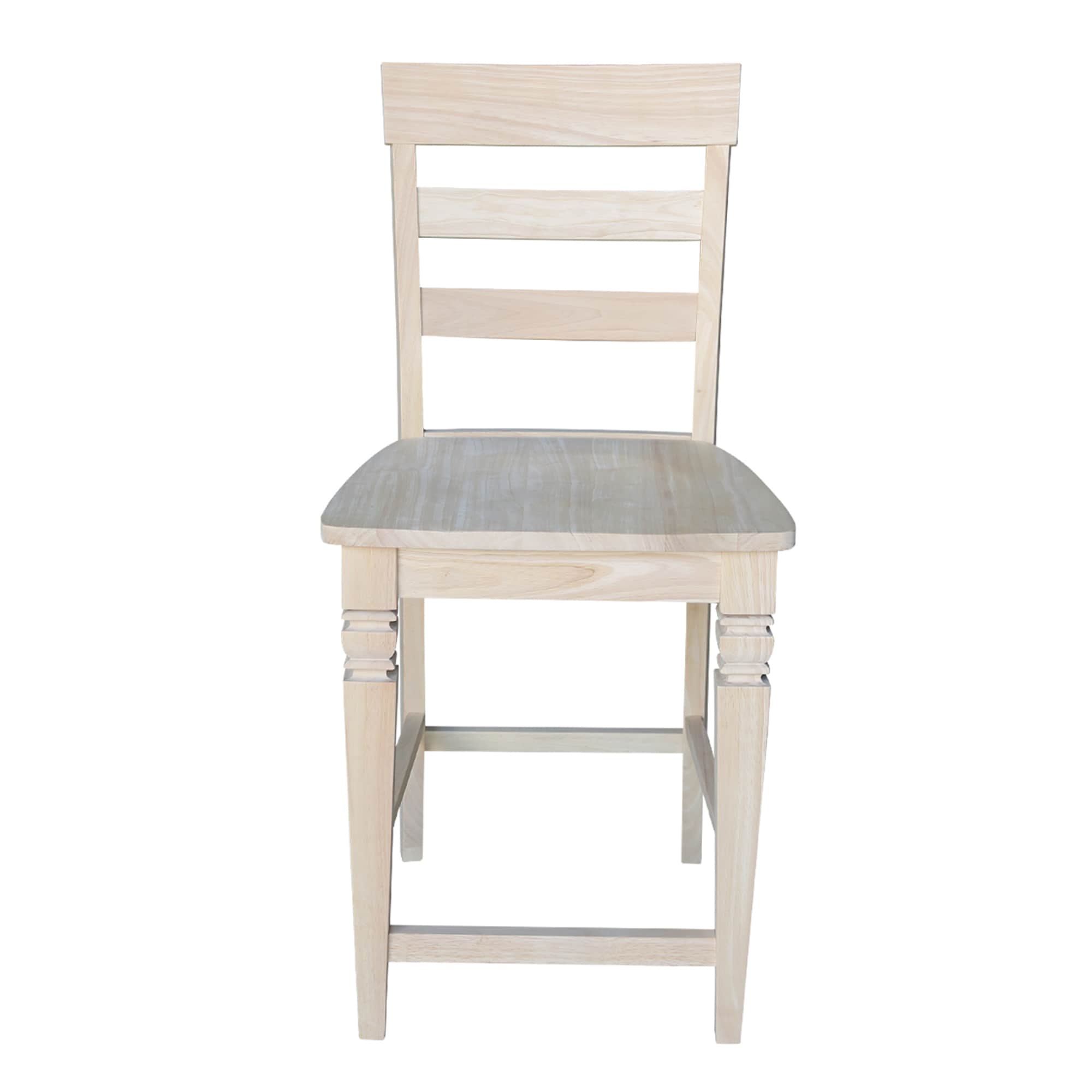 24" Unfinished Solid Wood Ladder-Back Counter Stool