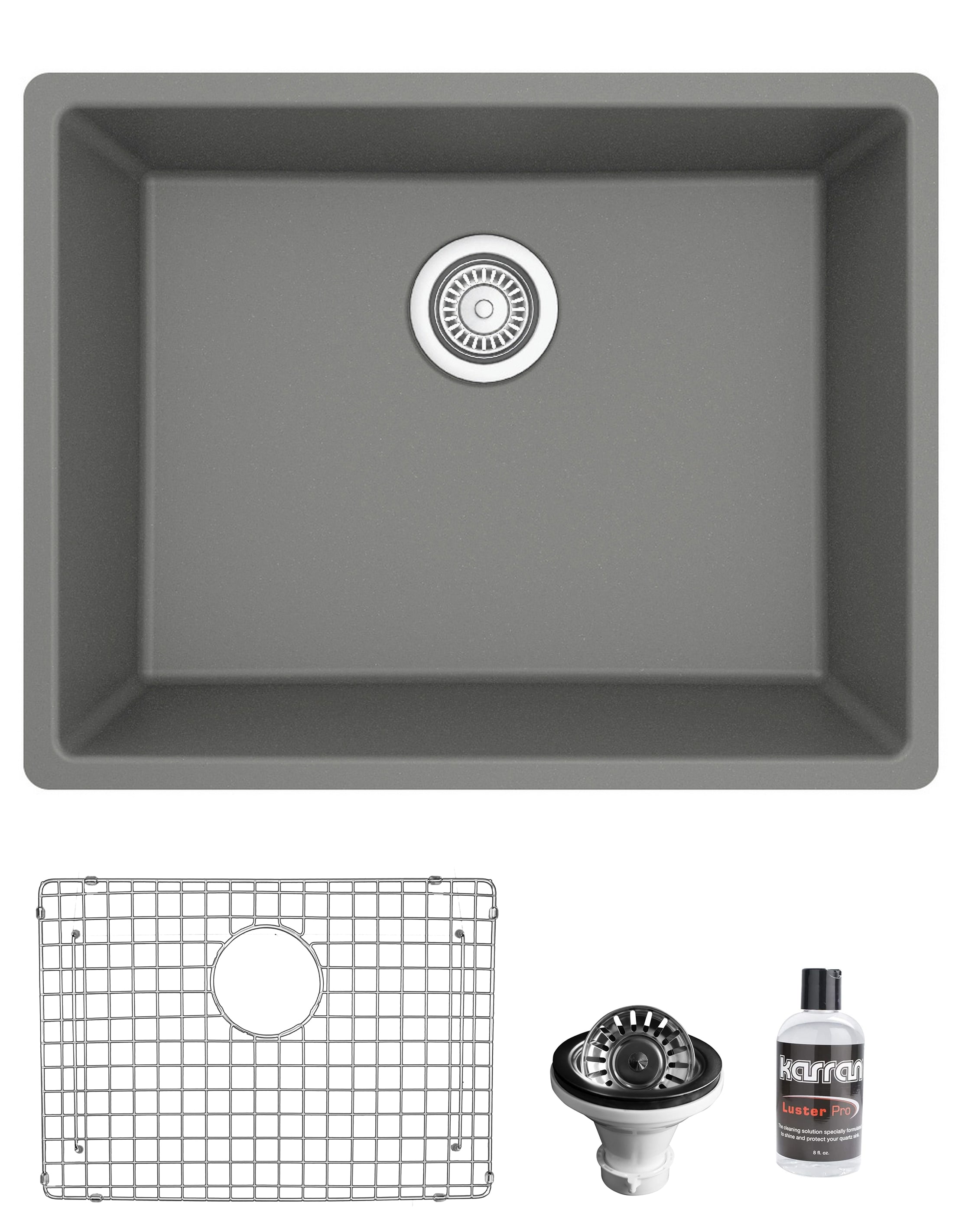 Karran QU-820-GR-PK1 Undermount 24.375-in x 19.125-in Quartz Single bowl Kitchen Sink