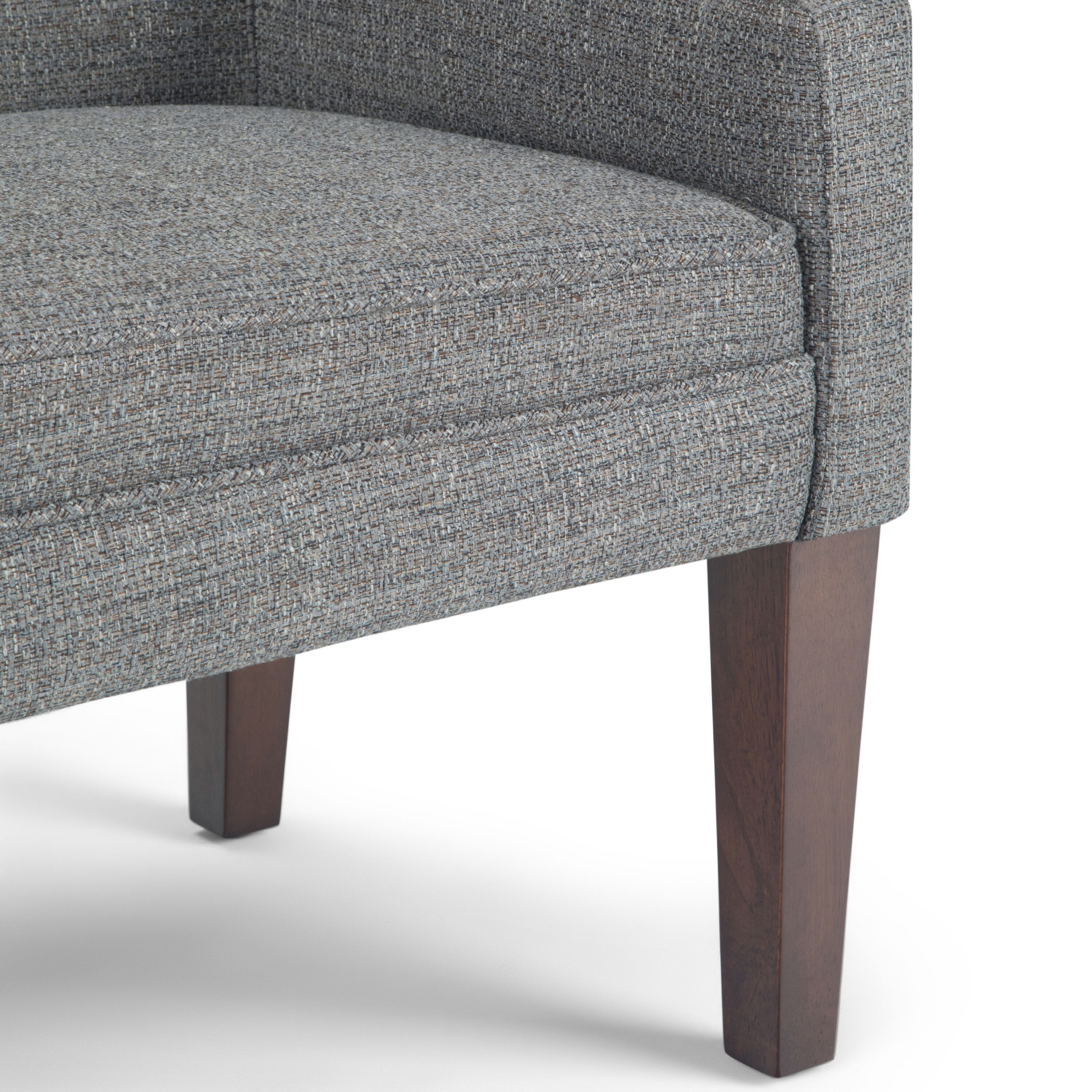 Pebble Grey Upholstered Bedroom Bench with Low Back and Swooped Arms